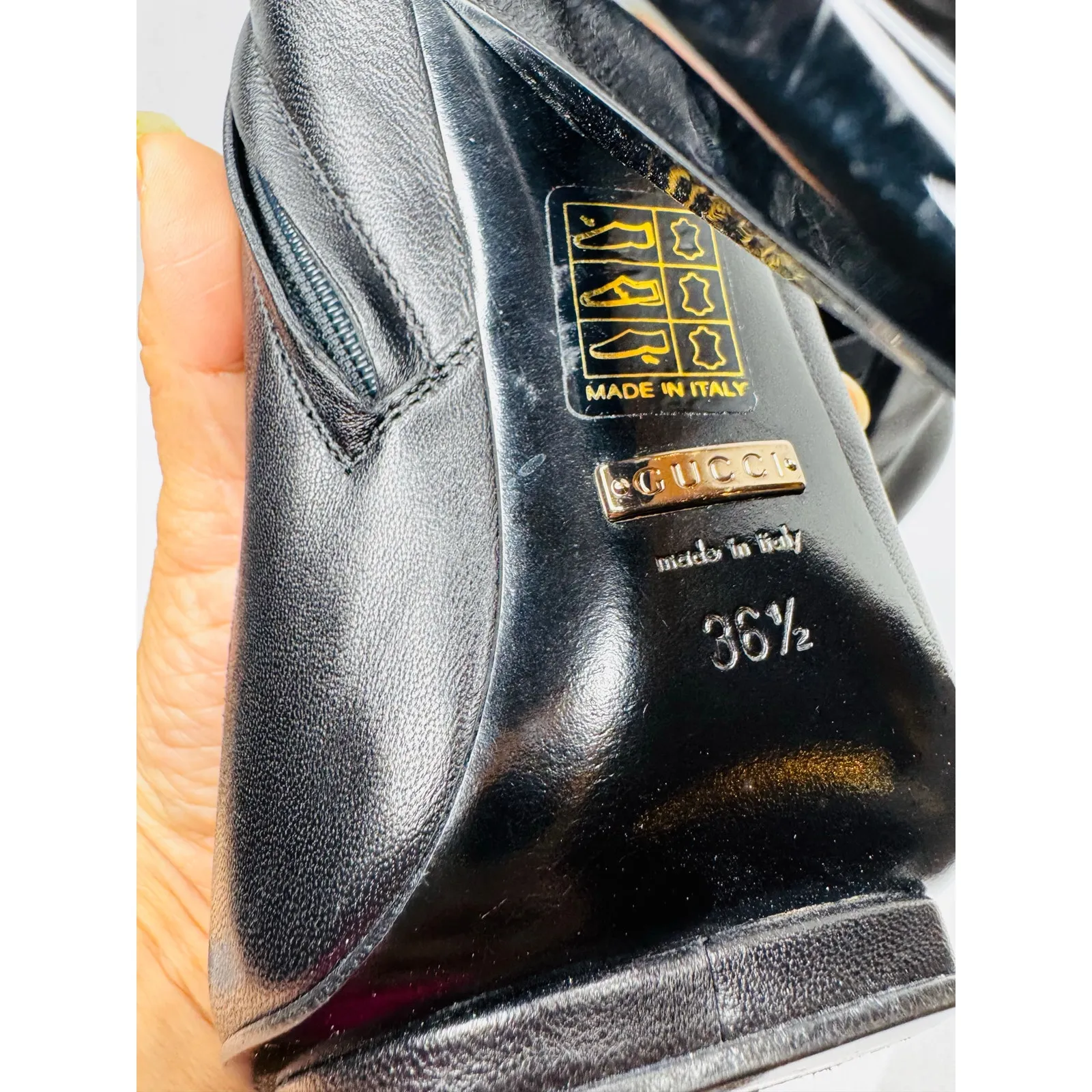 Gucci Black Caged Nappa Kid Scamosciato Elastic Olimpia Open Toe Booties 36.5 - Image 7