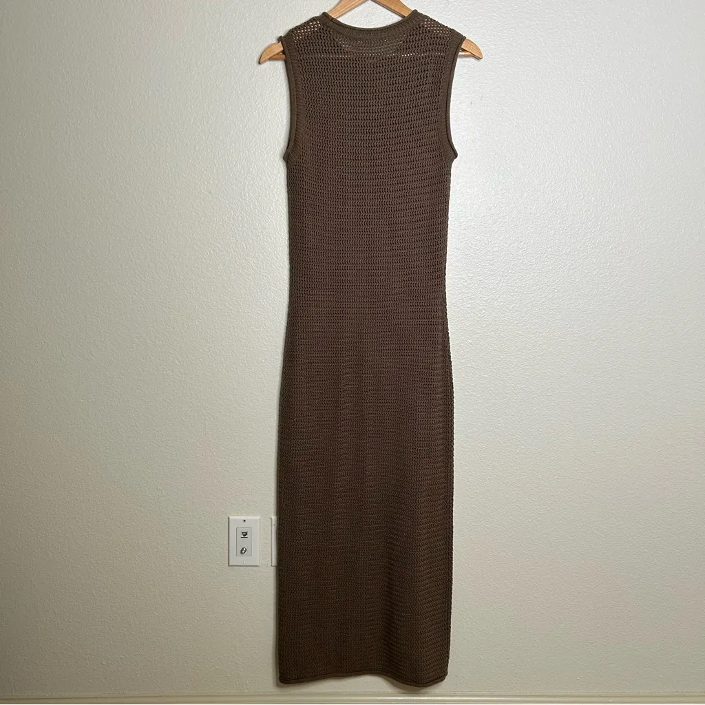 Reformation Nolan Open Knit Sweater Dress brown small - Image 8