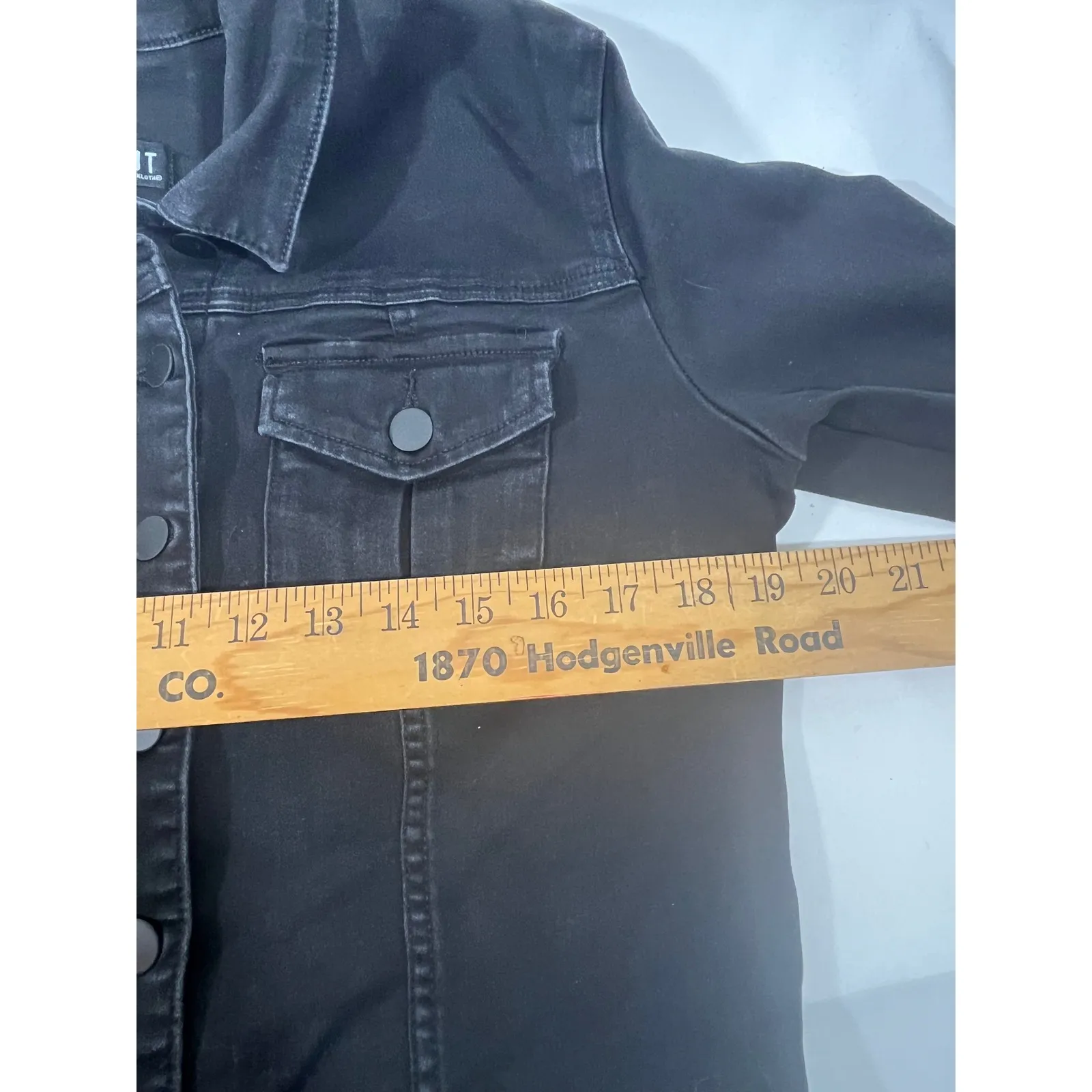 KUT From The Kloth Women Denim Jacket Trucker Biker Style Edgy Black Sz Large - Image 5