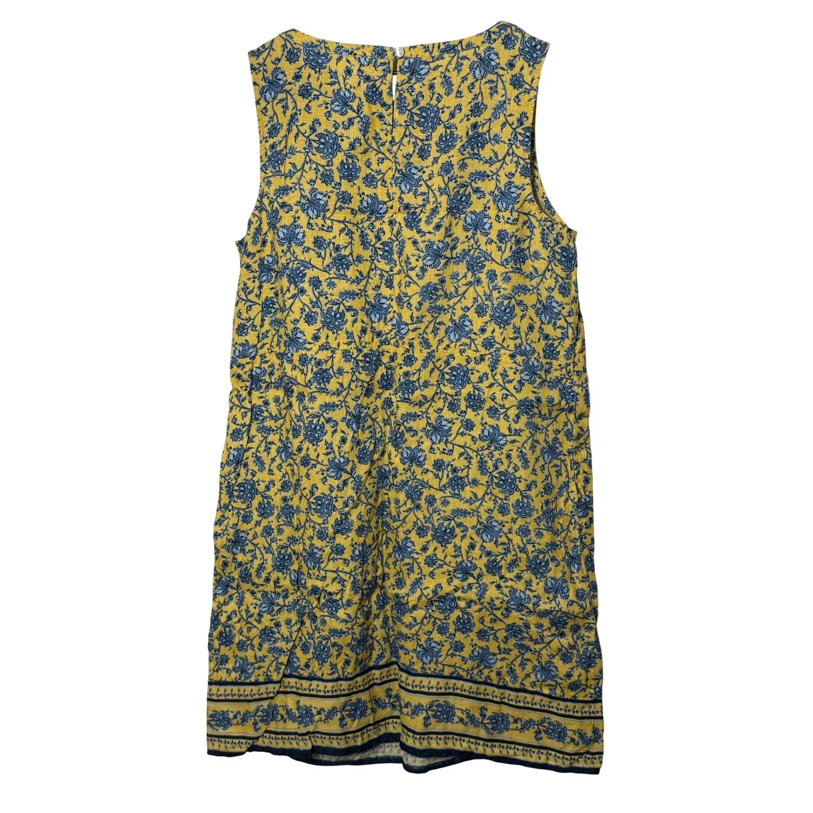J. Jill Linen Floral Print Sleeveless‎ Shift Dress Yellow Blue Vacation Resort - Image 7