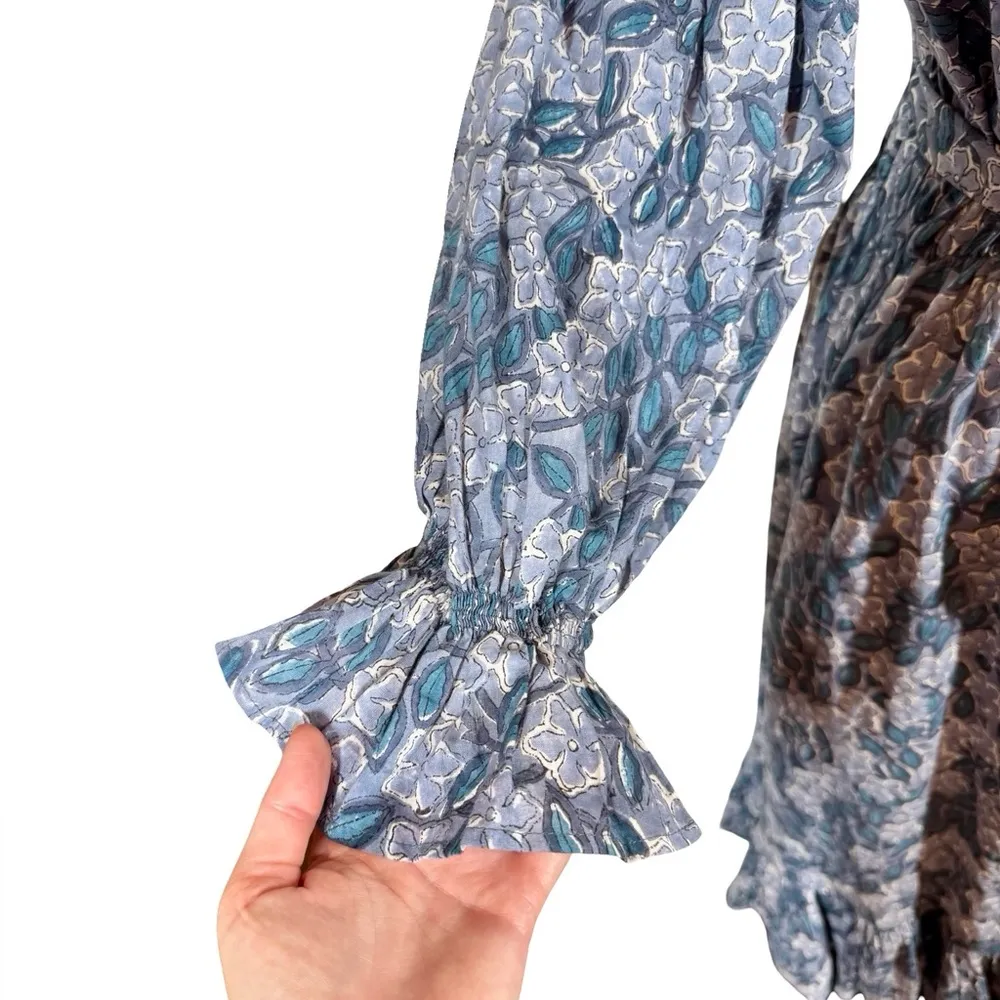 Mille Resort & Travel June Ruffle Midi Dress in Blue Pansy - Image 3