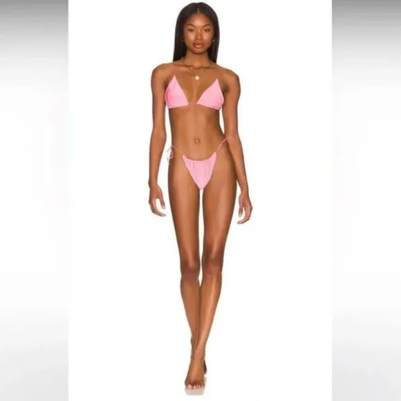 NEW Free People x Its Now‎ Cool Gathered Tie Pant in quartz lurex, size S Pink - Image 4