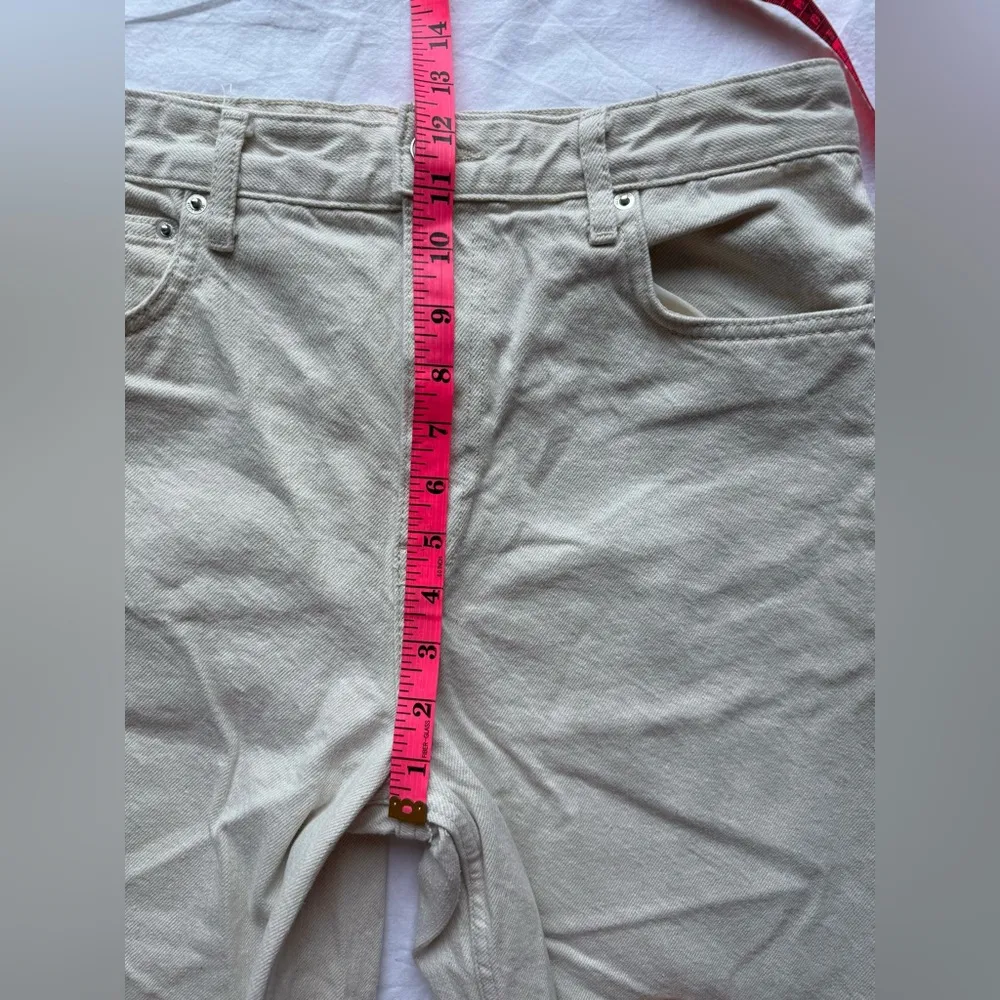 Zara Tan Sand High Waist Wide Leg Denim Jeans 10 - Image 8