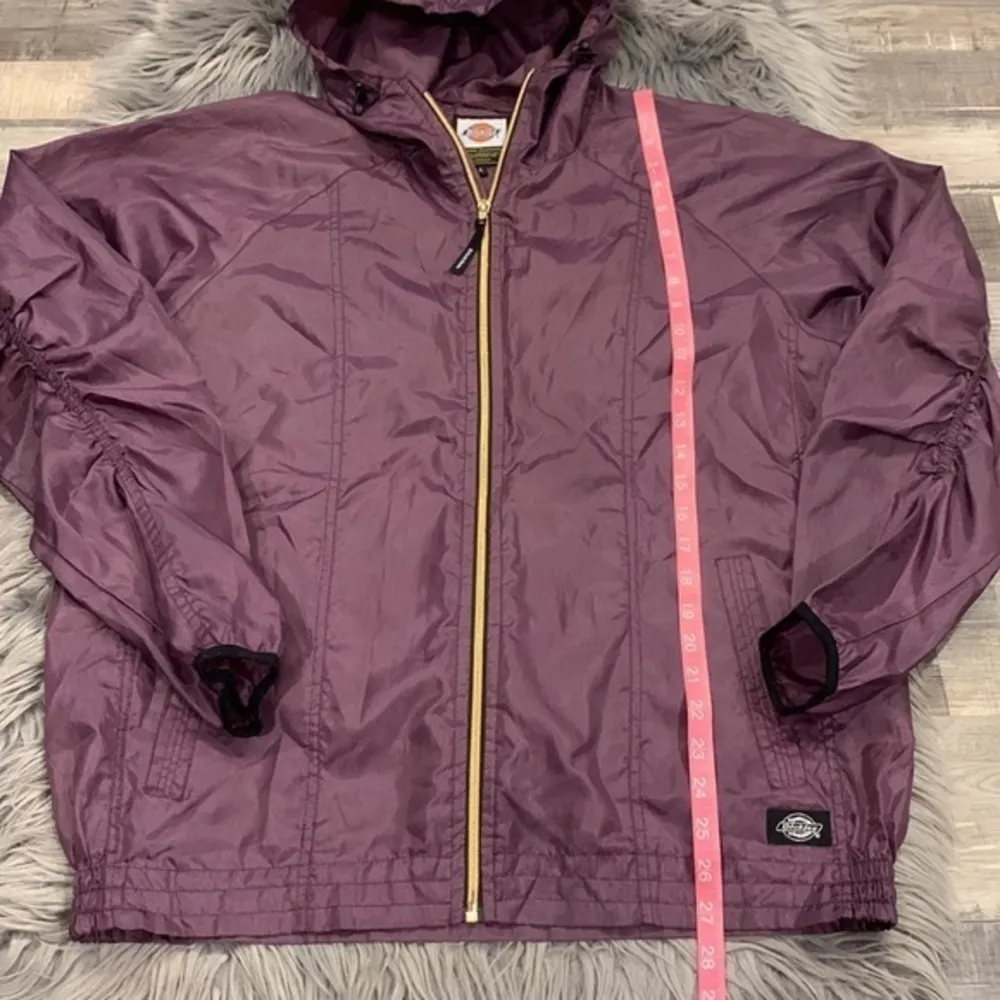 zip front hooded windbreaker jacket eggplant L - Image 6