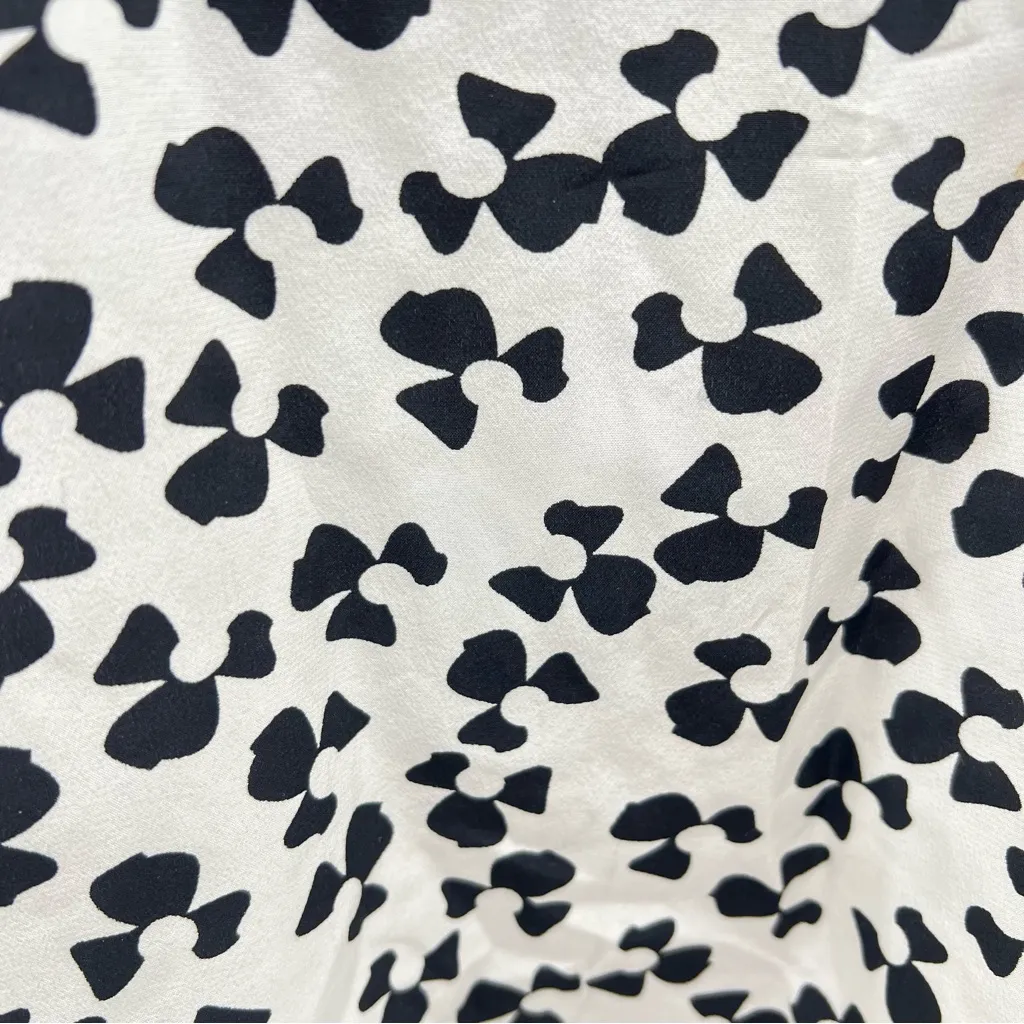 Joie Black and White Abstract Floral Patterned Silk Tank Top Scalloped Hem- Sz M - Image 5