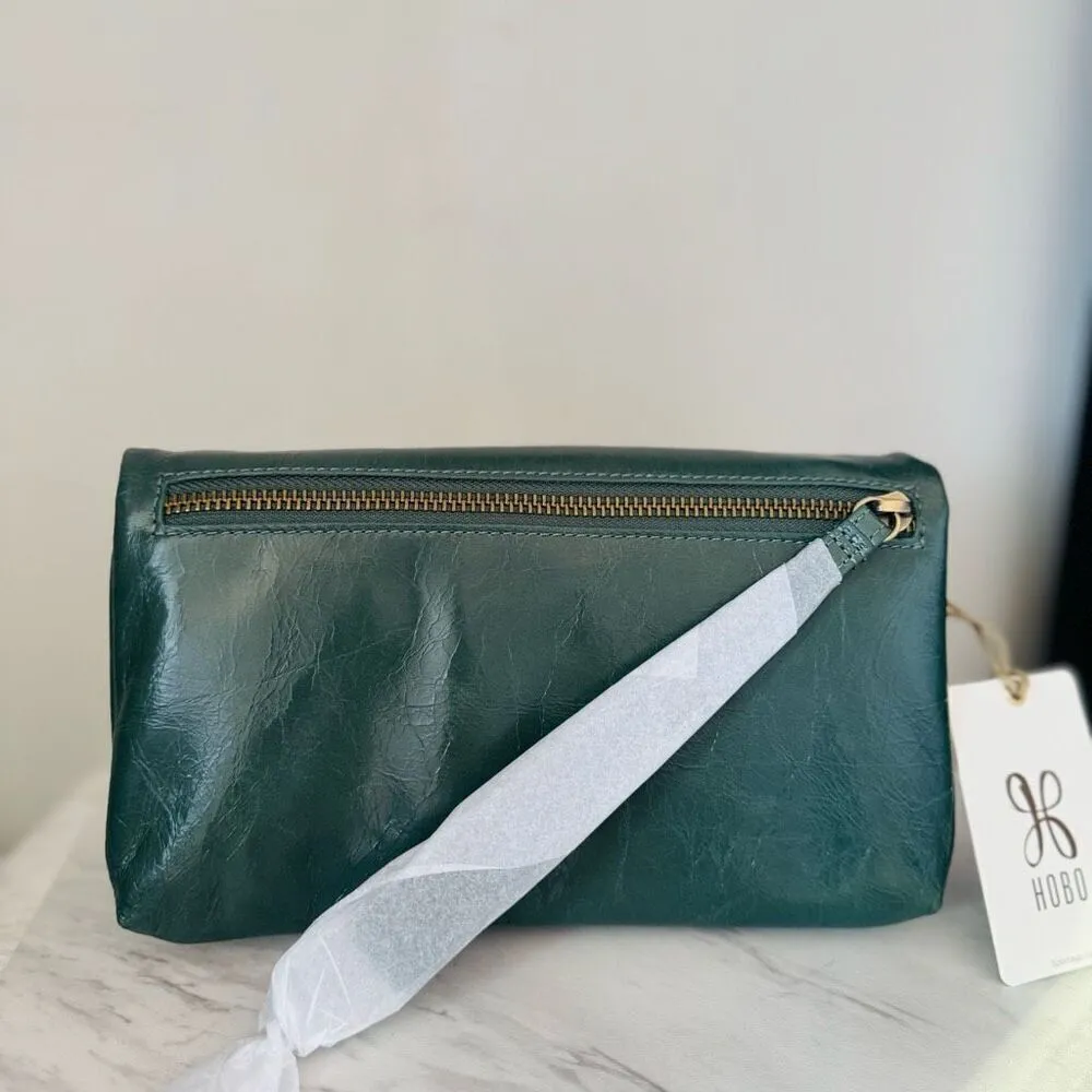 HOBO LAUREN CLUTCH LEATHER WRISTLET WALLET Sage Henna Luxury Leather, NWT Green - Image 4