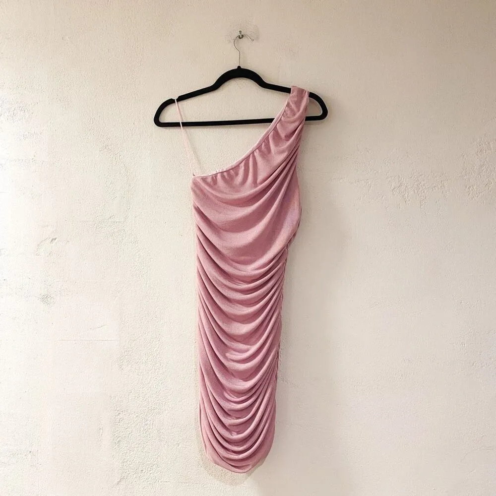 Superdown Nicholette One Shoulder Mini Dress in Shimmer Small - Image 3