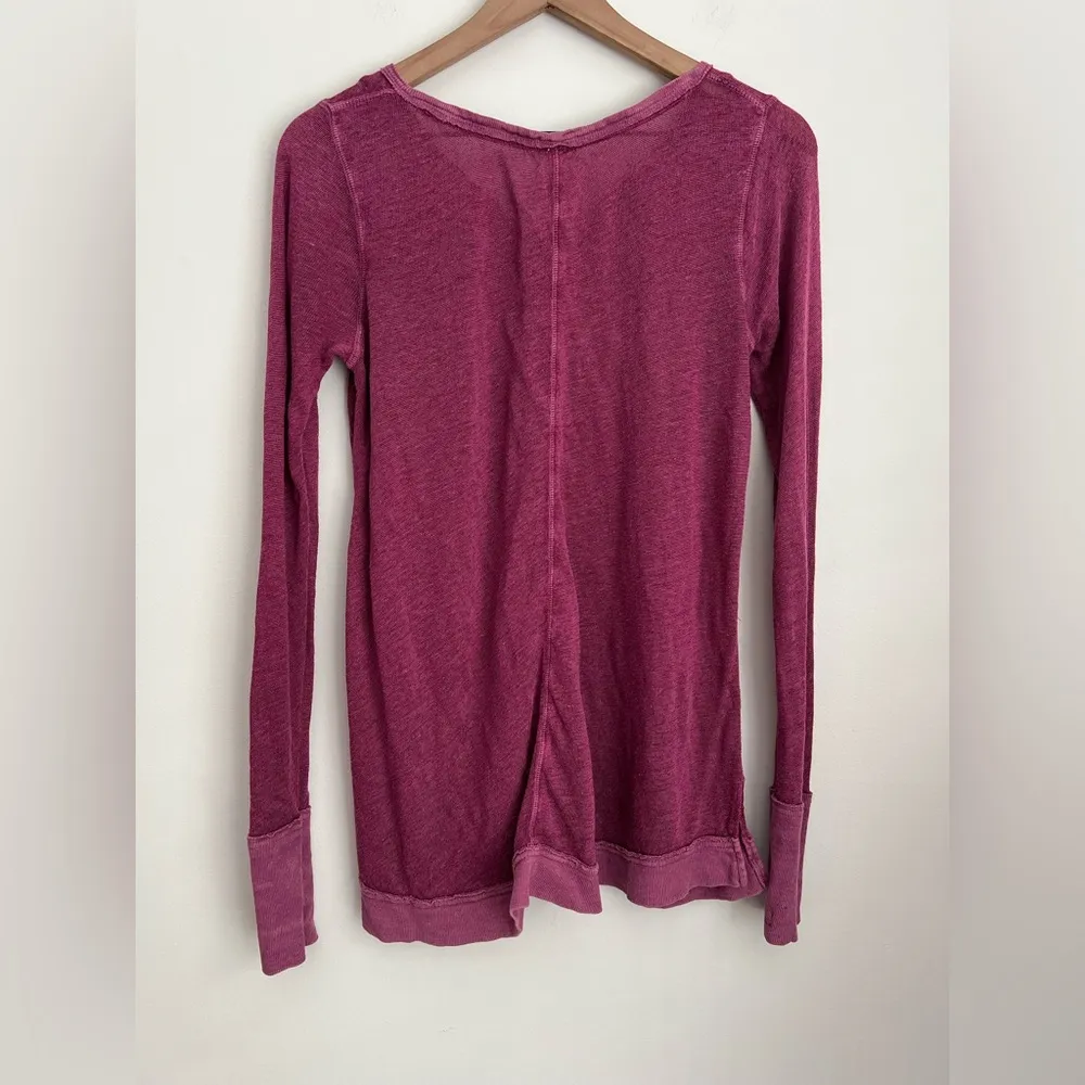 Free People Affogato Hacci Henley Linen Blend Top long sleeve lightweight S - Image 5