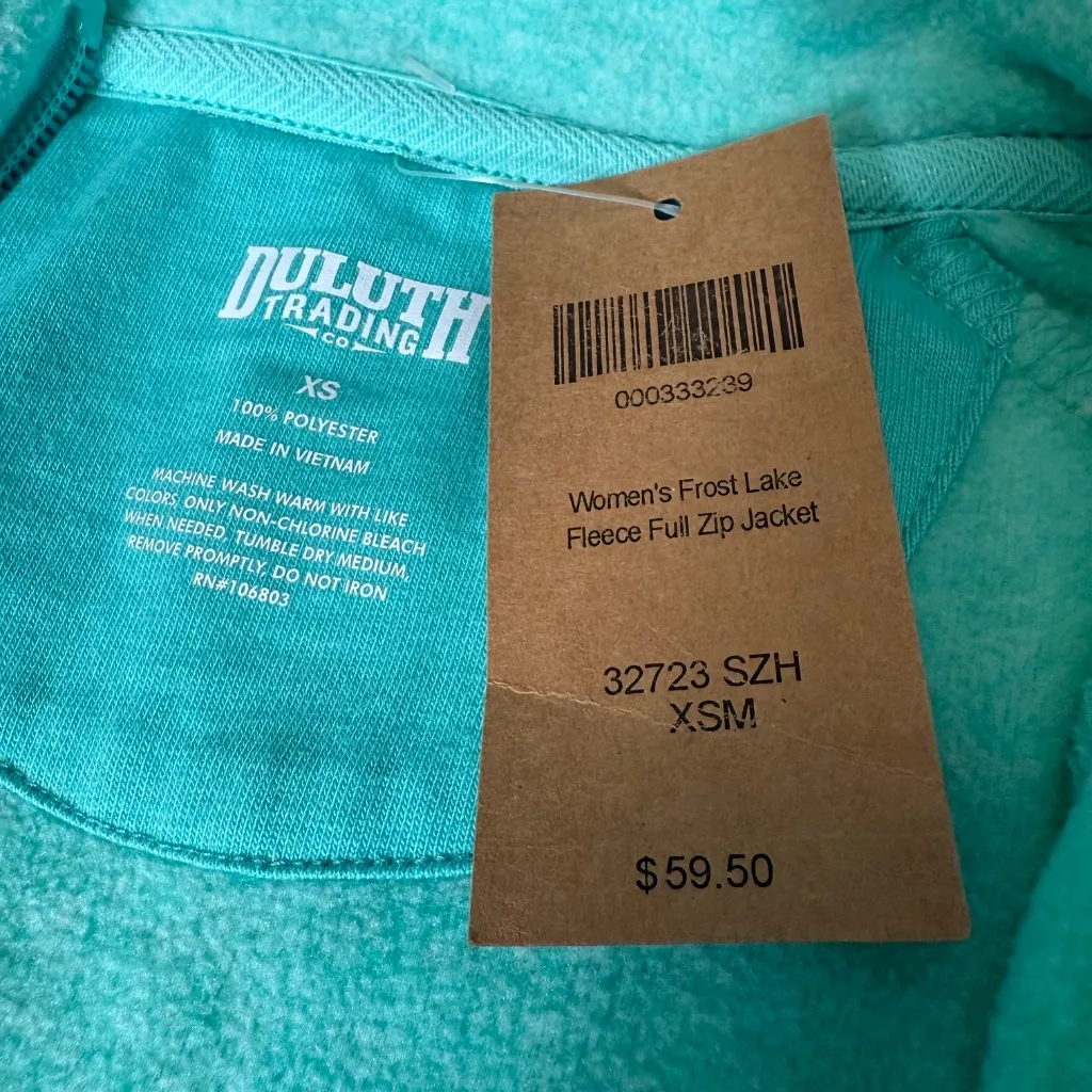 NWT Duluth Trading Frost Lake Fleece Full Zip Jacket Womens XS Extra Small Green - Image 3