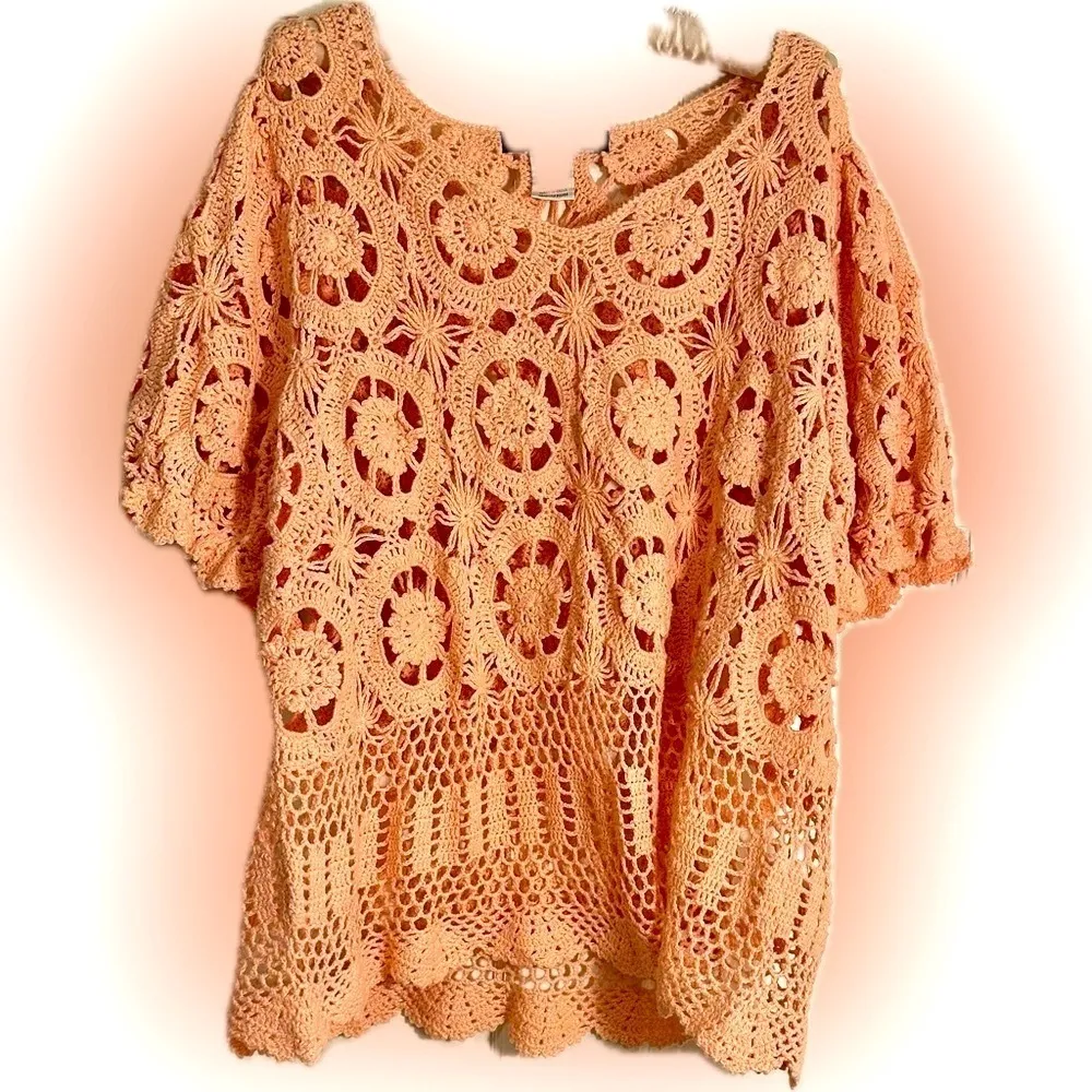 Denim 24/7 Crochet top Size L Orange Size L - Image 15