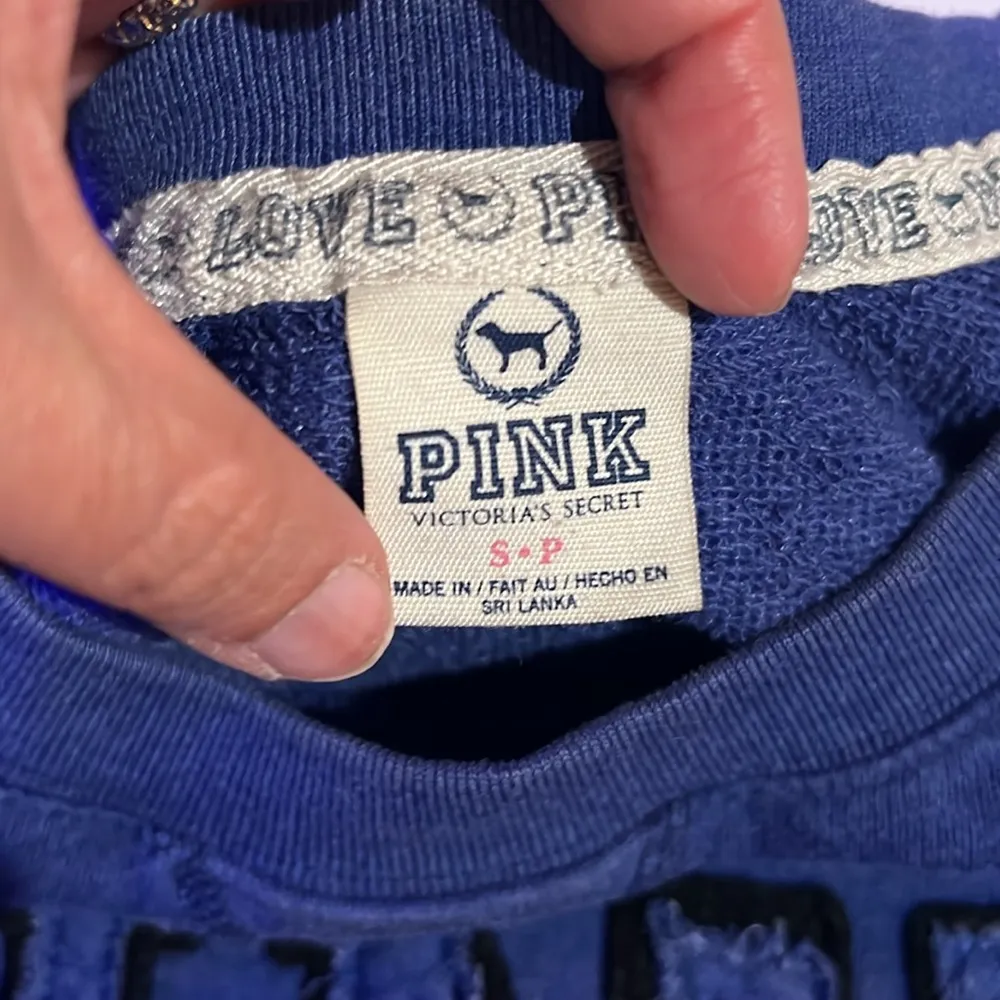 Pink Y2K sweatshirt 3d patched letters women’s size S Blue - Image 10