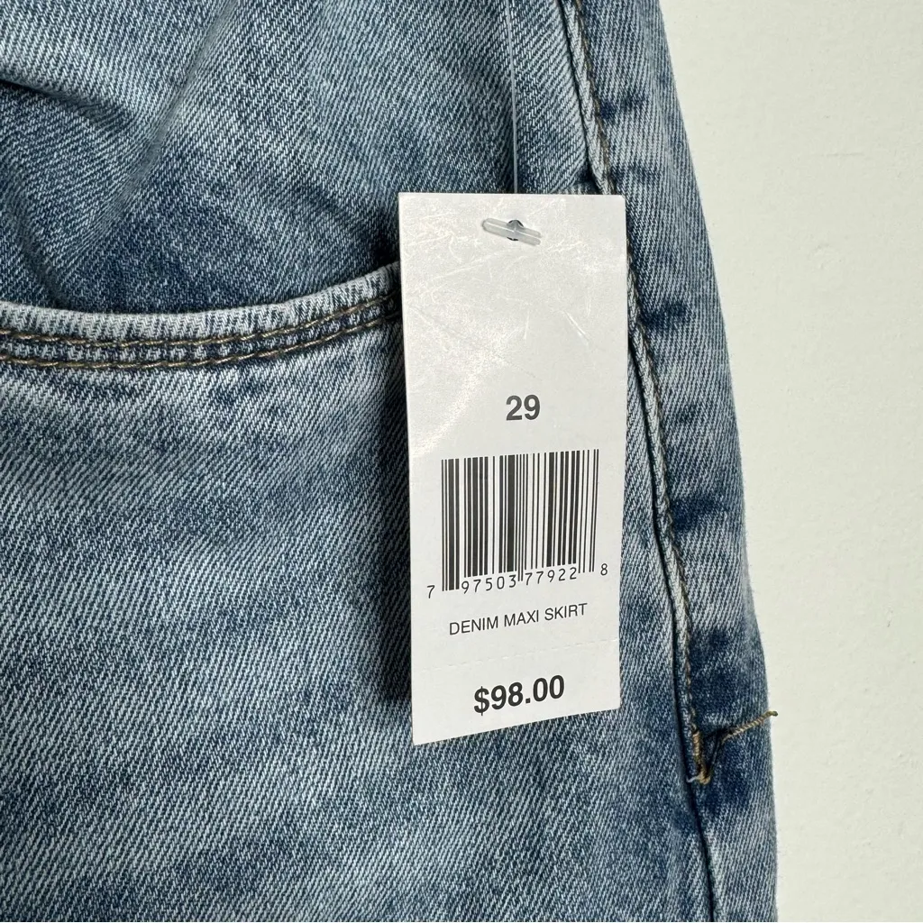 NWT BlankNyc In My Mind Denim Maxi Denim Skirt with Front‎ Slit Size 29 - Image 9