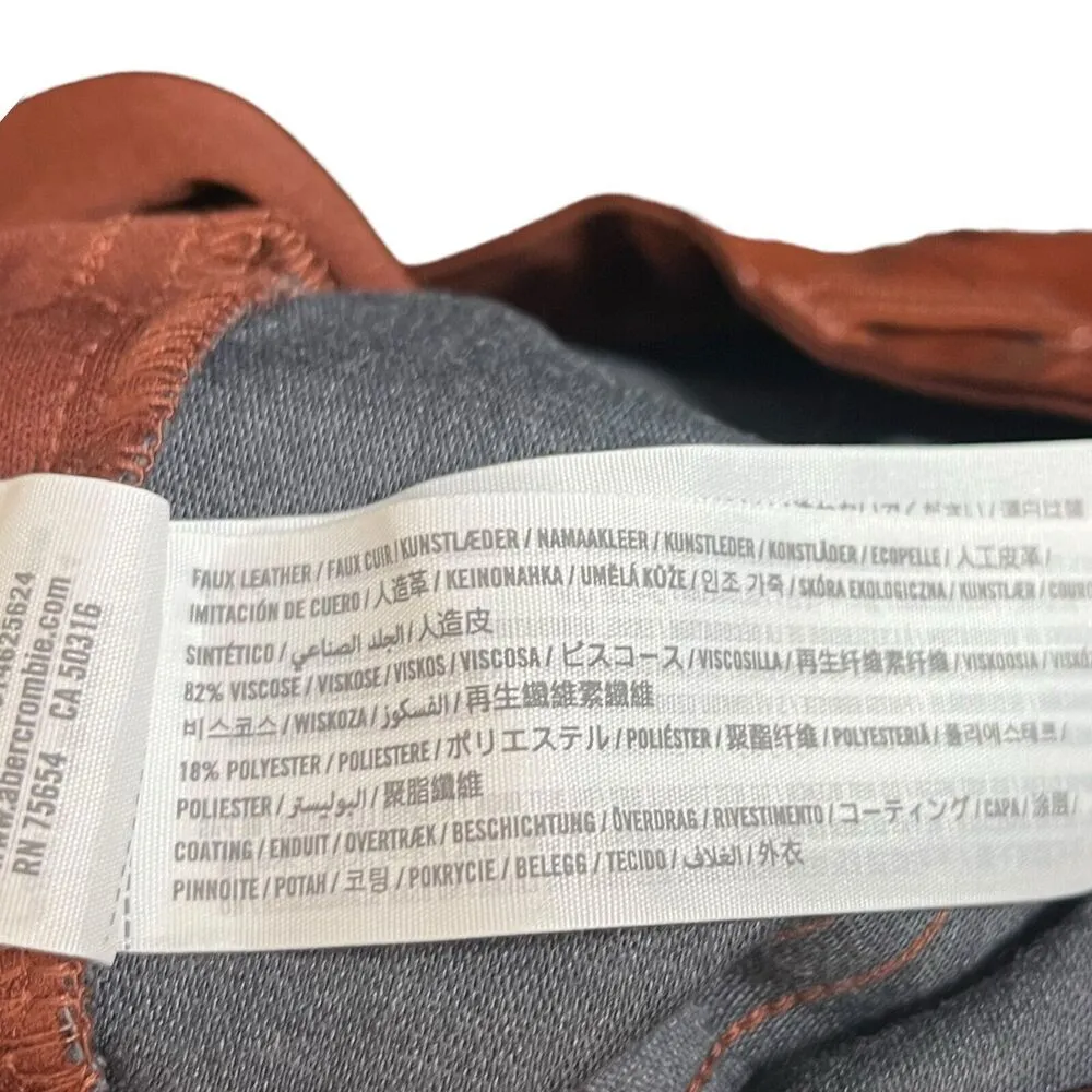 Abercrombie & Fitch Curve Love 90s Straight Ultra High Rise Pants Leather Sz 32 - Image 10