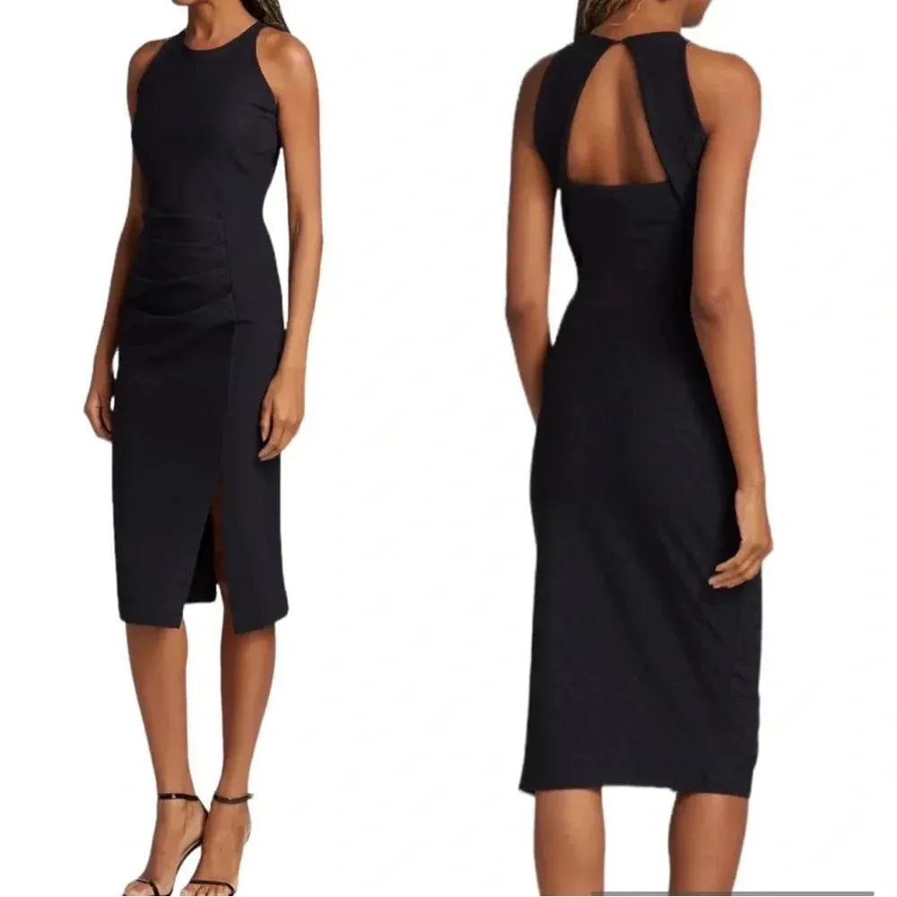 Chiara Boni La Petite Robe Rocca Textured Paneled Midi Dress Black Size L NWT - Image 3