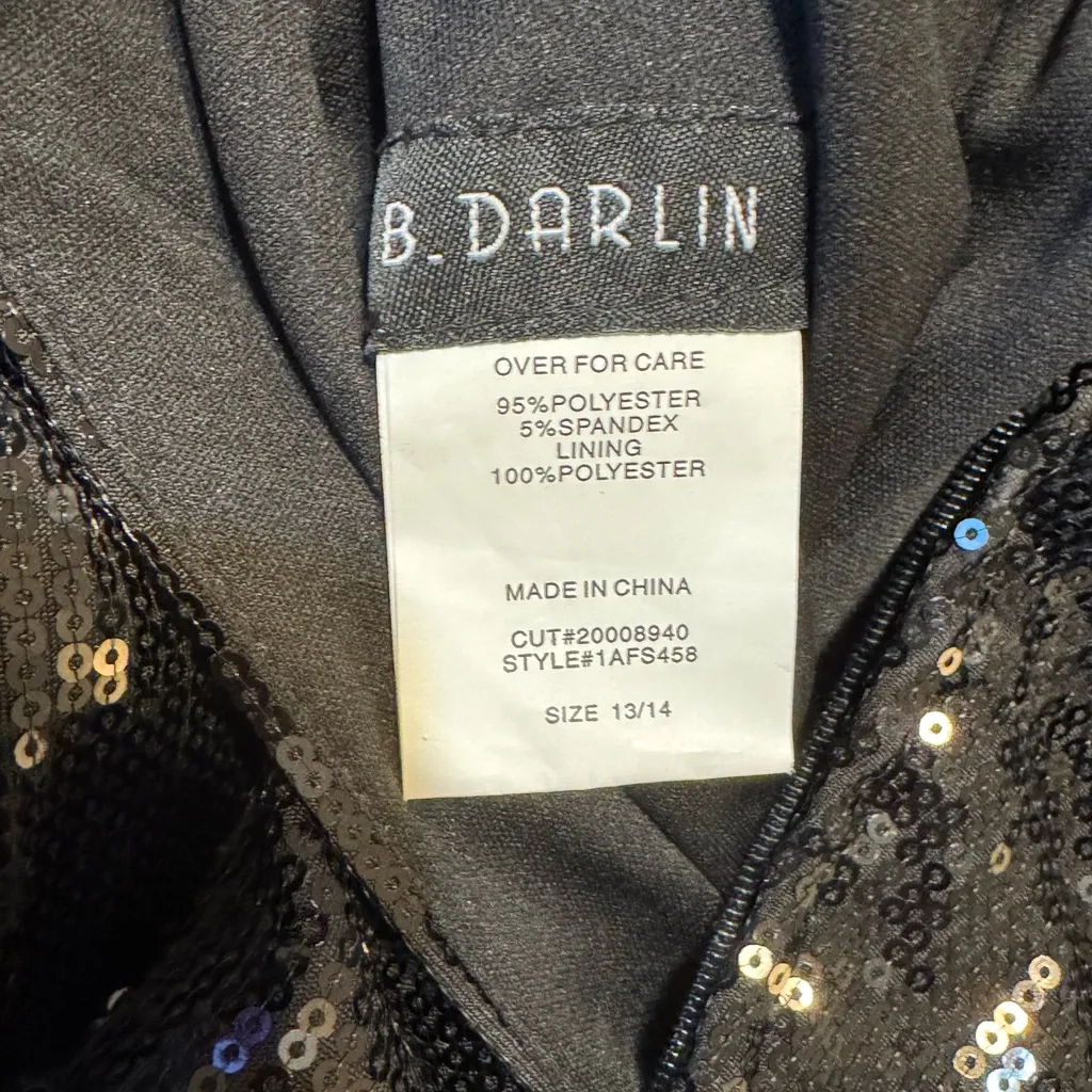 B. Darlin Black Floor Length Sequin Sexy Formal One Shoulder Cutout Gown 13/14 - Image 7