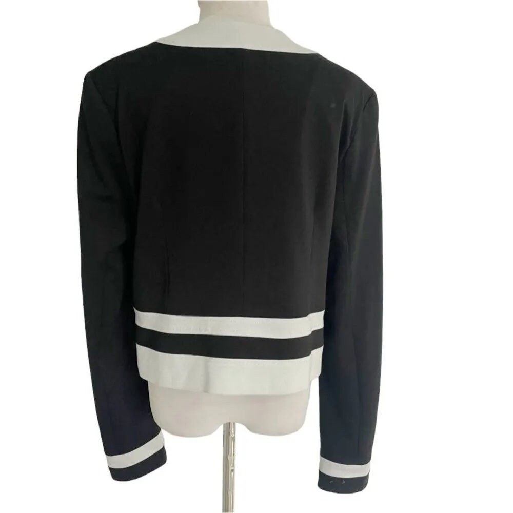 Long Tall Sally Size 10 Jacket Blazer Black White Button Down Career Classy - Image 4