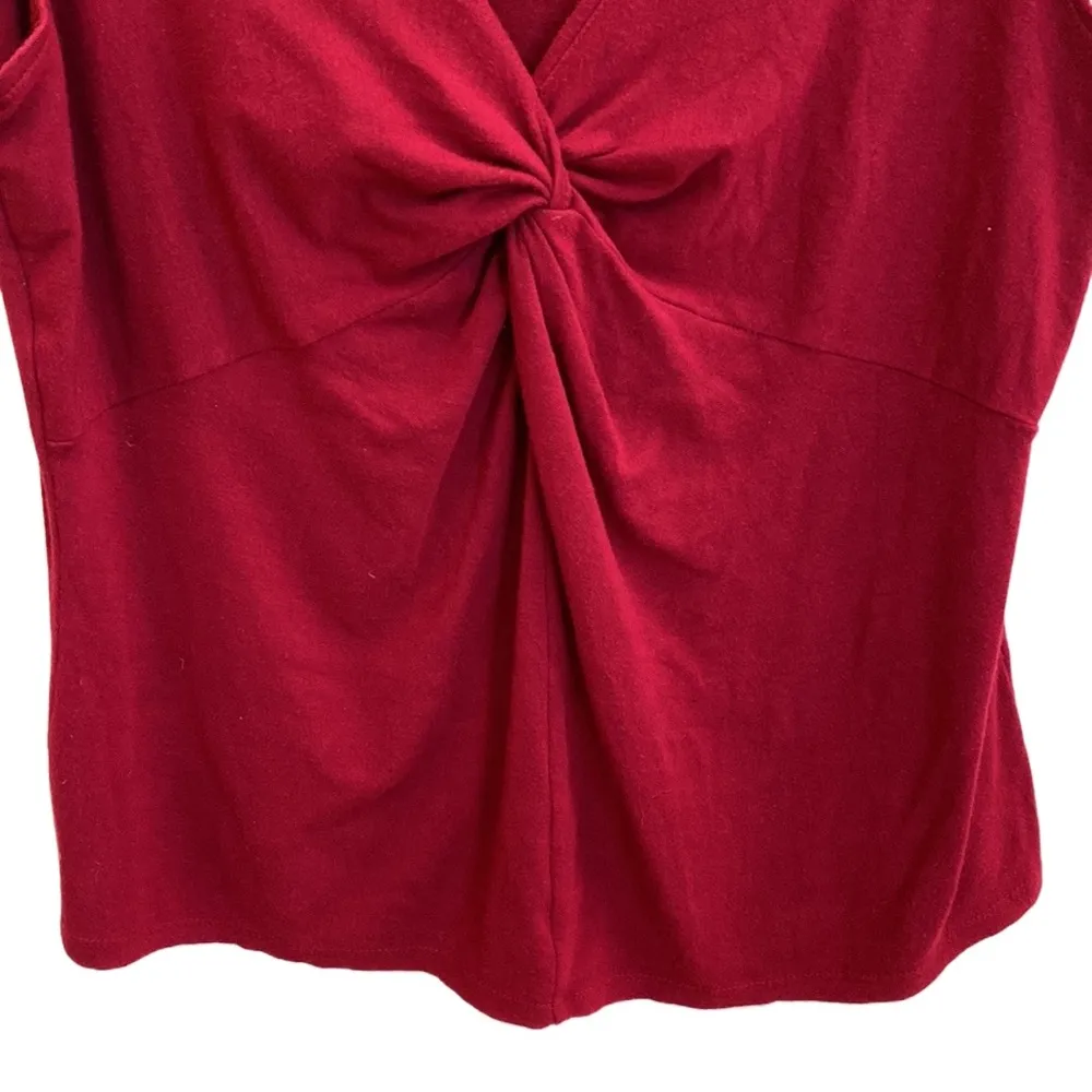 ♥️ CITY DKNY Knit Jersey V-Neck Twist Sleeveless Top/Tank, Deep Red, XL - Image 3