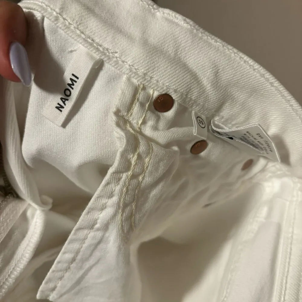 GRLFRND Naomi Florence High Rise White Distressed Jeans- Size 25 - Image 9