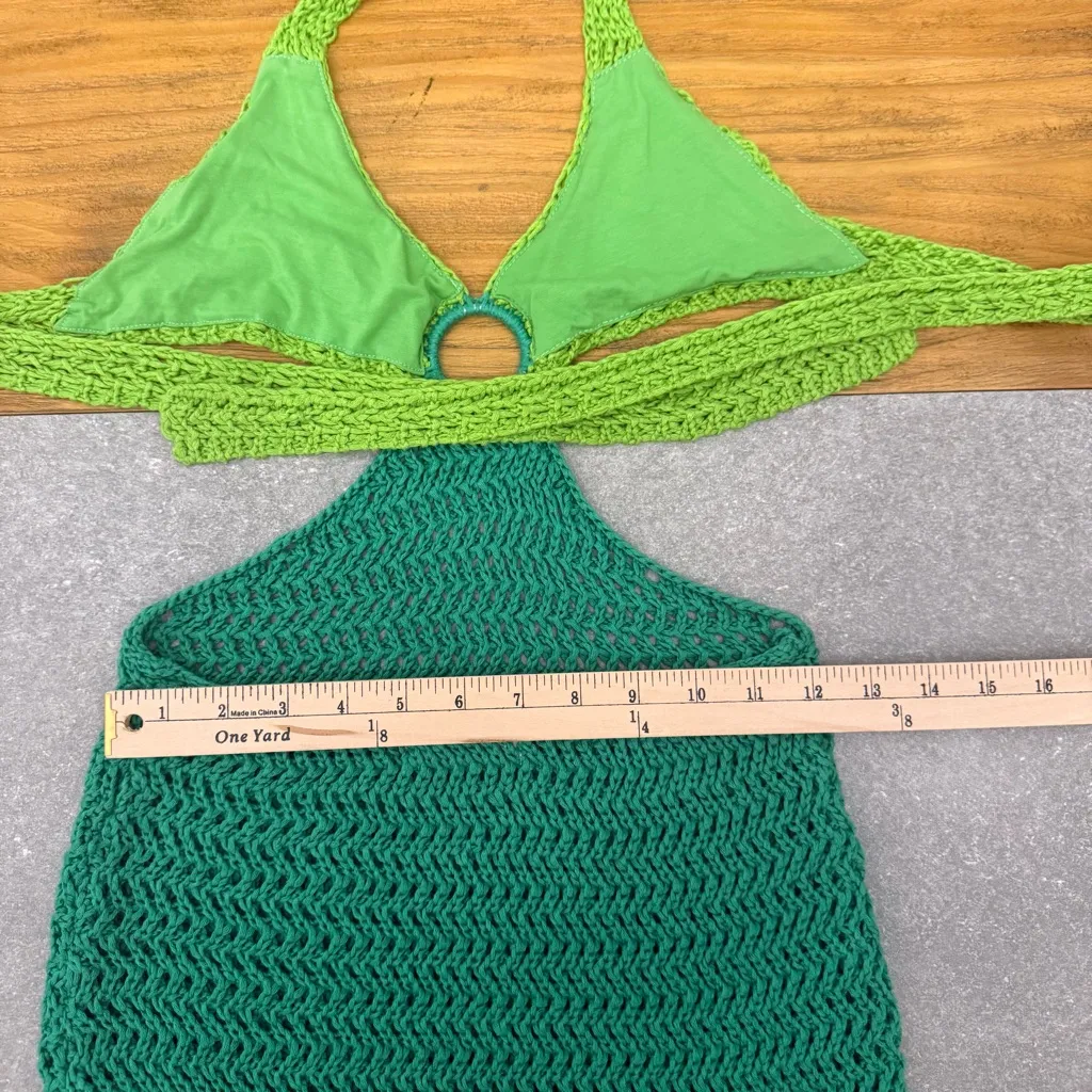 Peppermayo Haven Crochet Cut-Out Maxi Dress Green Two-Tone Size S/M - Image 9