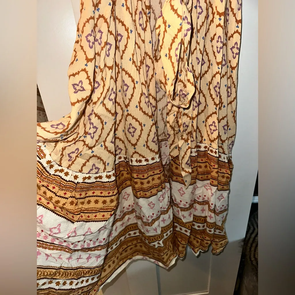 NWOT Ces Femme RUFFLE SLEEVE MULTI PRINT KIMONO 3/4 Sleeve Brown - Image 6