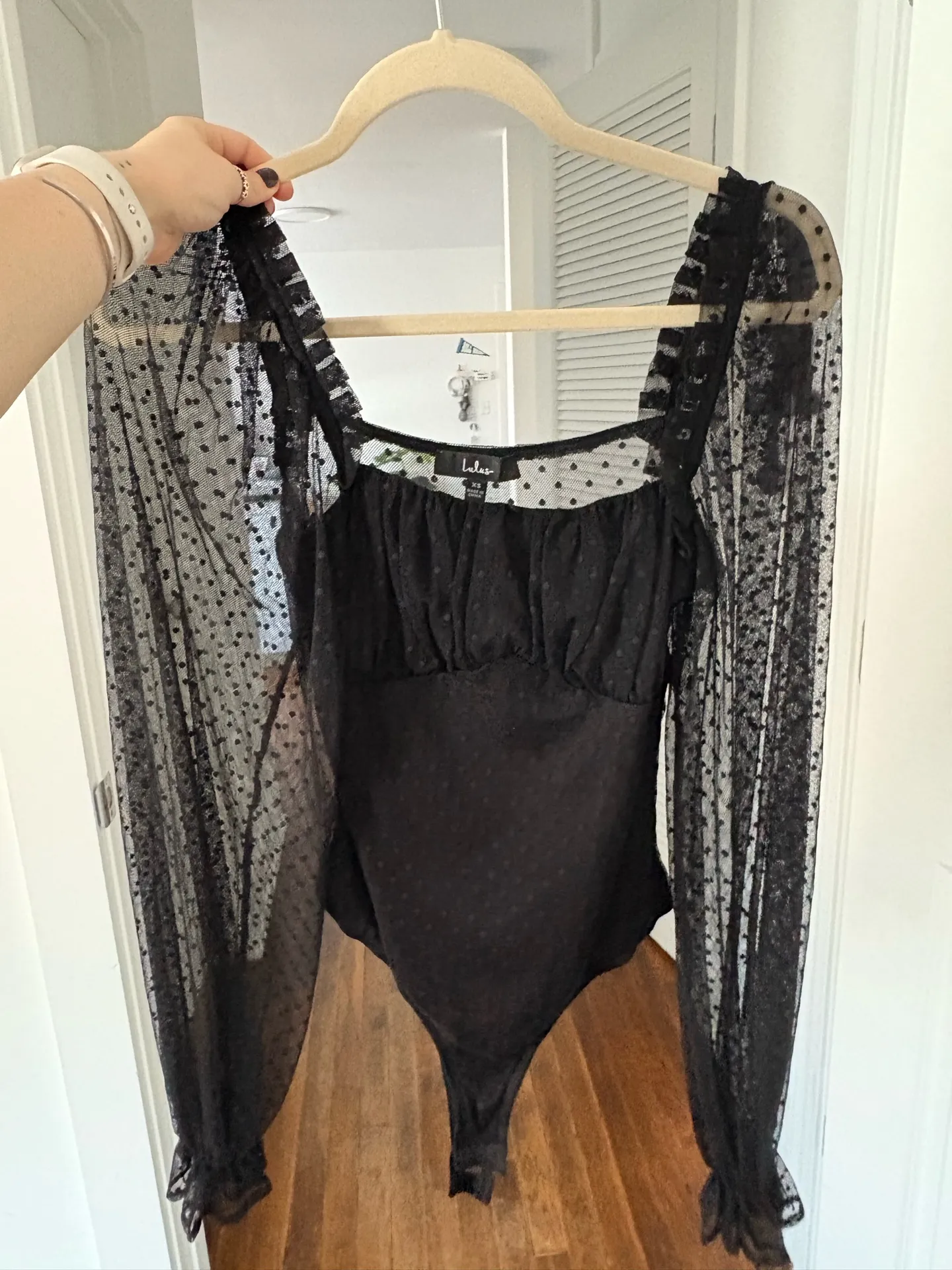 Lulus Black Mesh Bodysuit Long Sleeve - Image 3