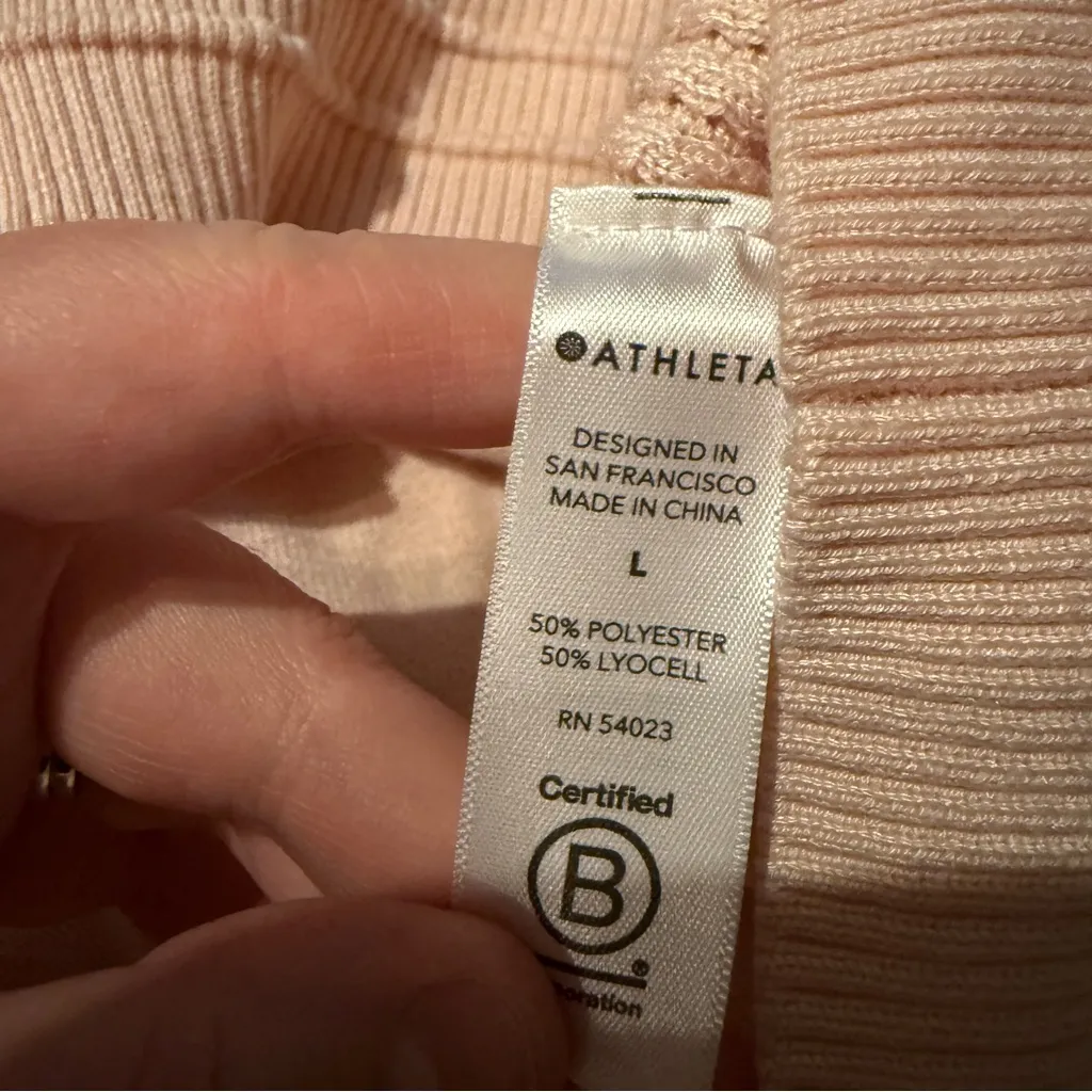 Athleta Evergreen Hoodie Sweater Long Sleeve V Neck in Ballerina Gown Sz‎ L - Image 7