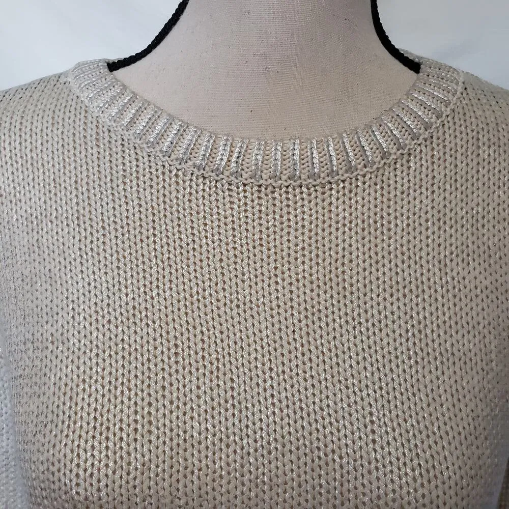 Jones New York Signature Womens Sweater Size Medium Metallic Pullover Preppy - Image 3