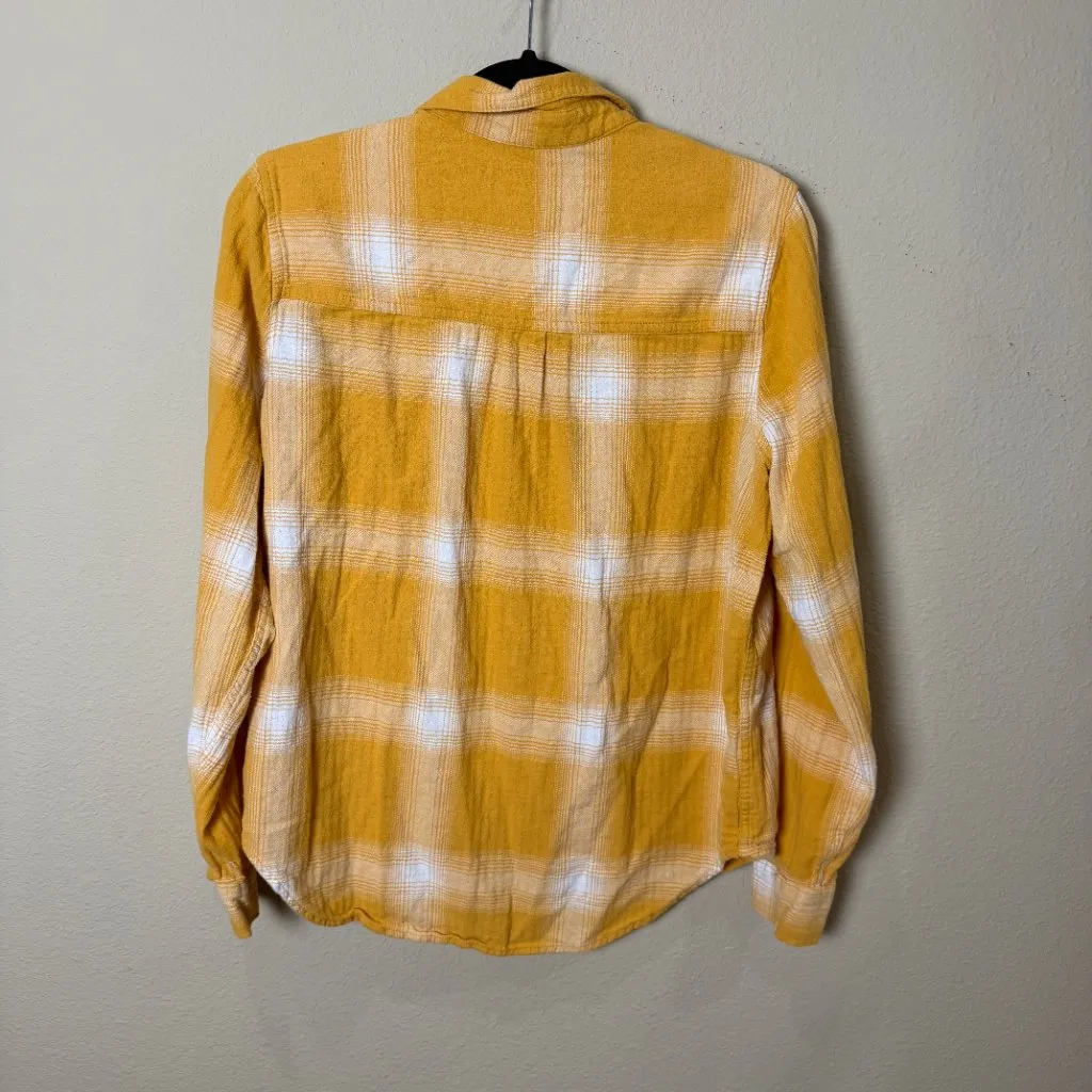 UNIVERSAL THREAD Yellow Plaid Flannel Button Up Long Sleeve Shirt Size Medium - Image 6