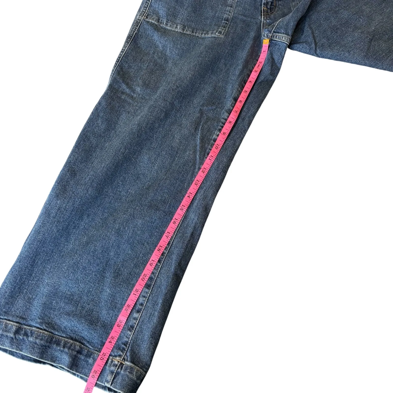 GAP Denim High Rise Wide Leg Cropped Jeans Women's Size 12/31 Dark Wash‎ - Image 6