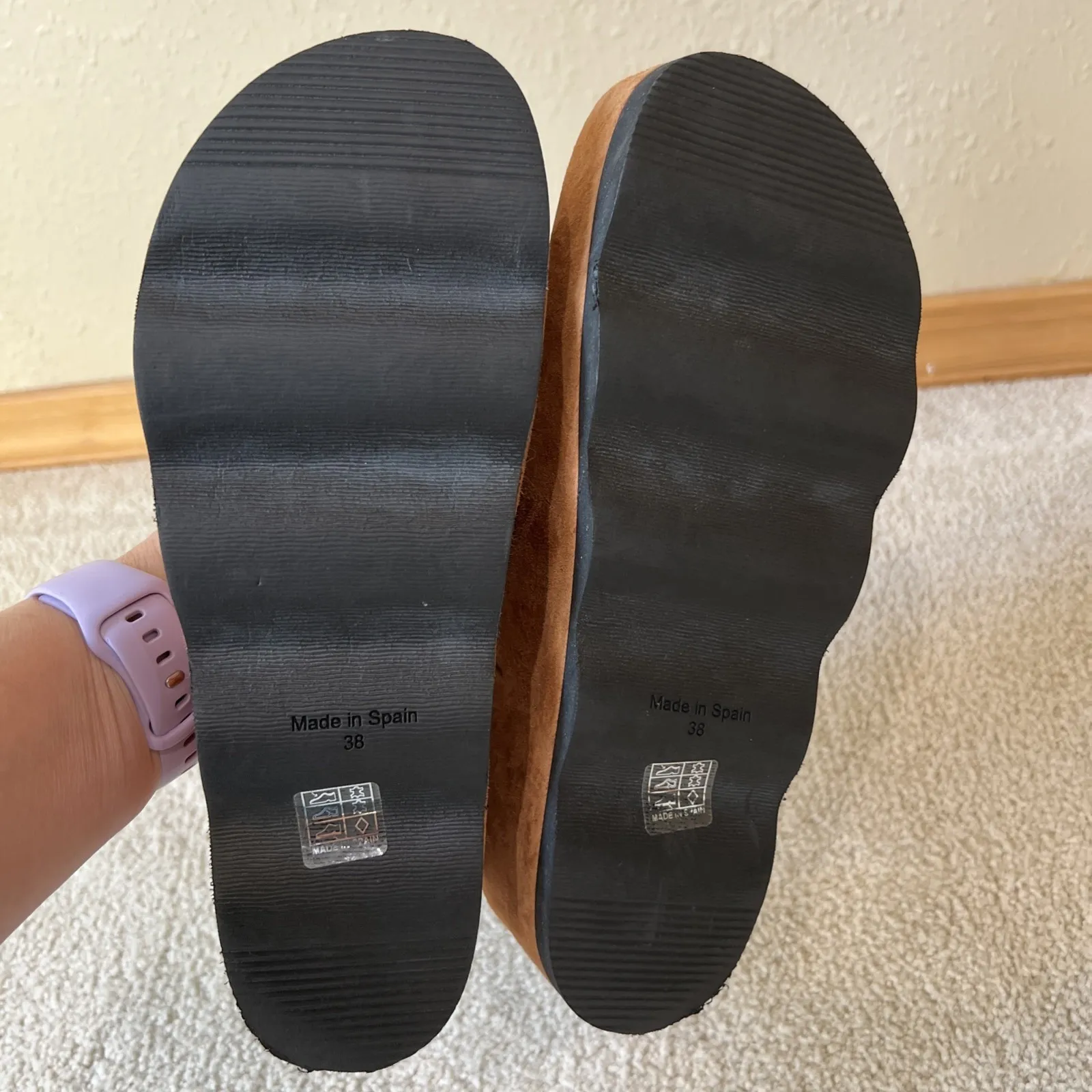 Free People‎ Womens Brown Wedge Slide Platform Sandals Size 38 US 7.5 Suede Boho - Image 9