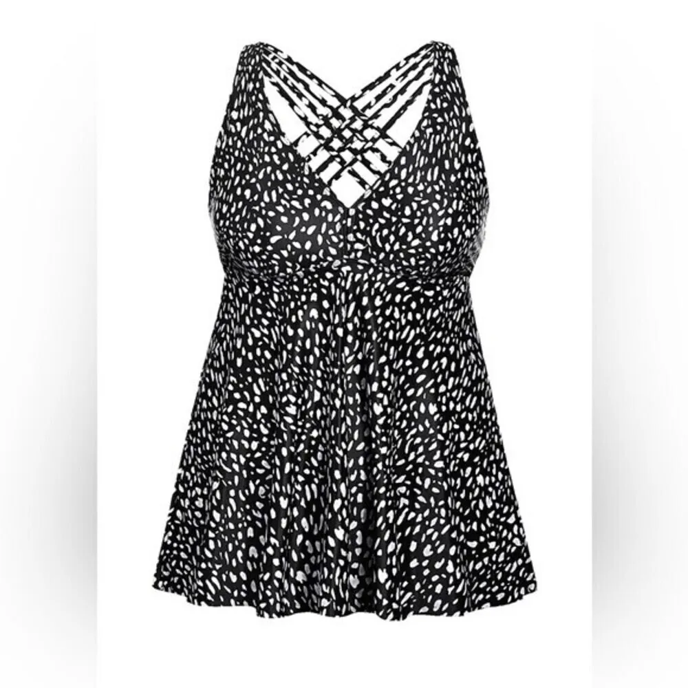 Yonique Tankini Tops for Women No Bottom Flowy Bathing Suit V Neck Swim Top S. Black - Image 4