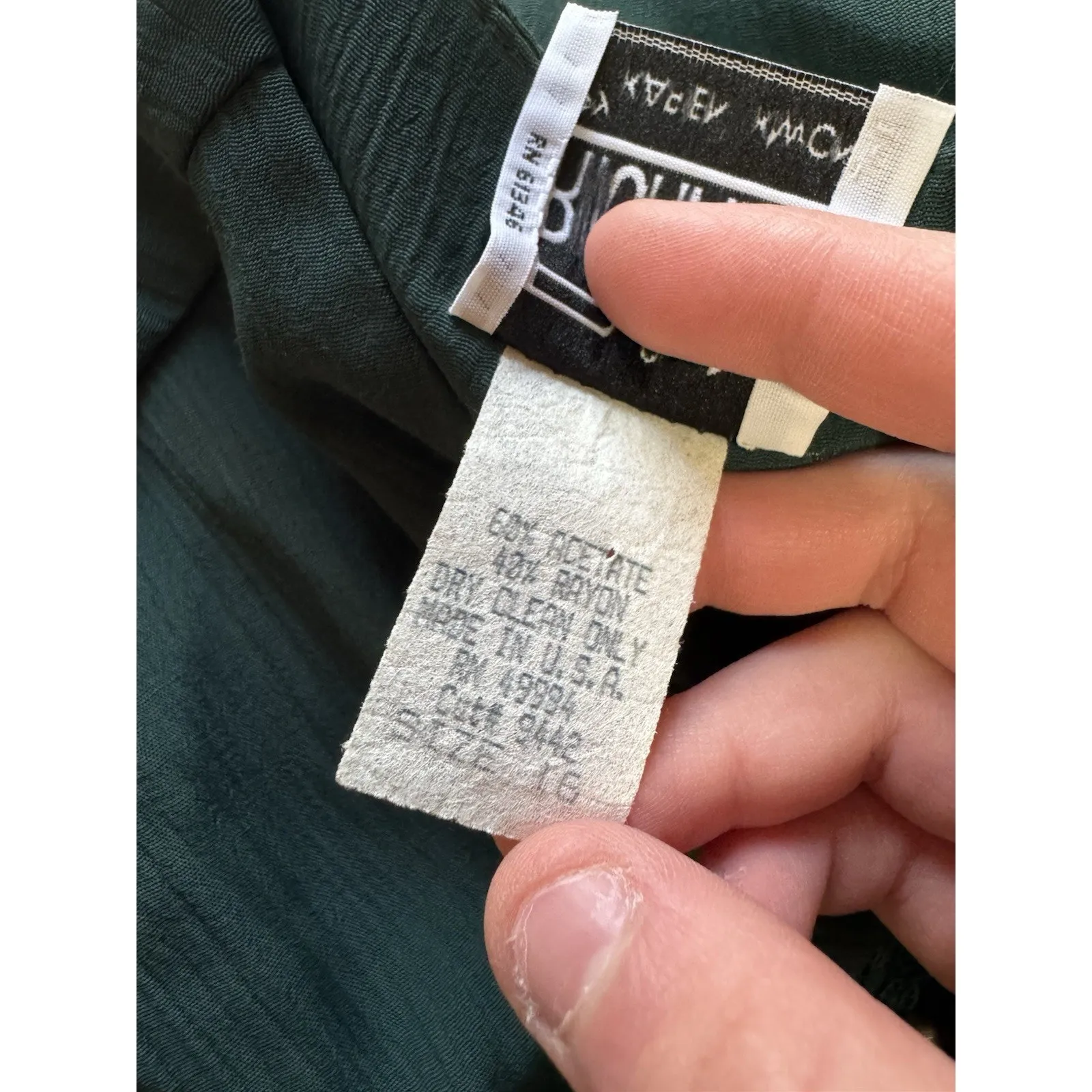 R&M Richards Women Size 16 Green 2 Piece Pants Blouse Set Buttons USA Made VTG - Image 6