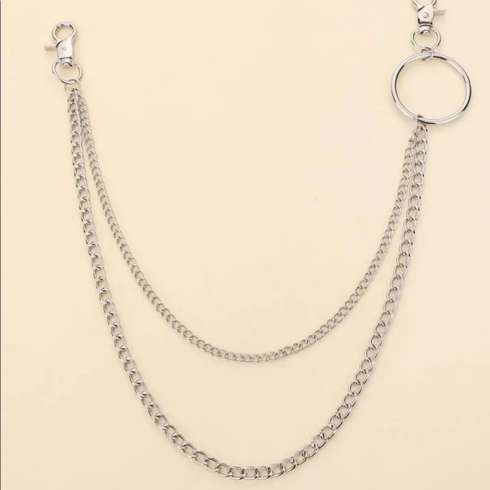 O Ring Silver Layered Pant Belt Chain New - Image 6