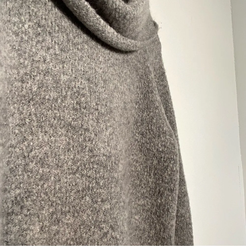 Grey Cowl Neck Sweater Neutral Oversized Lagenlook Chunky Knit Look Minimal M L - Image 6