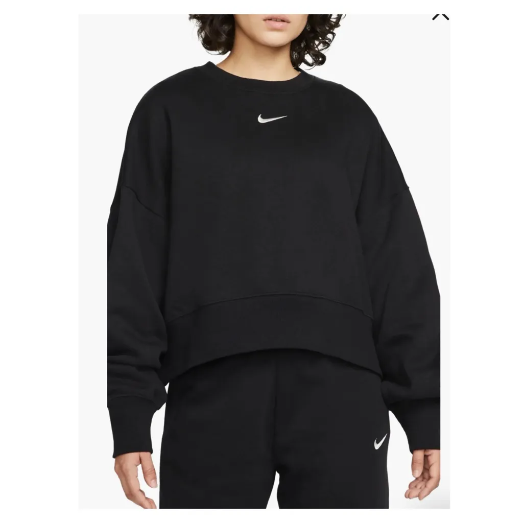 Nike Phoenix Fleece Crew-Neck Pullover oversized Sweatshirt black large NWT - Image 2