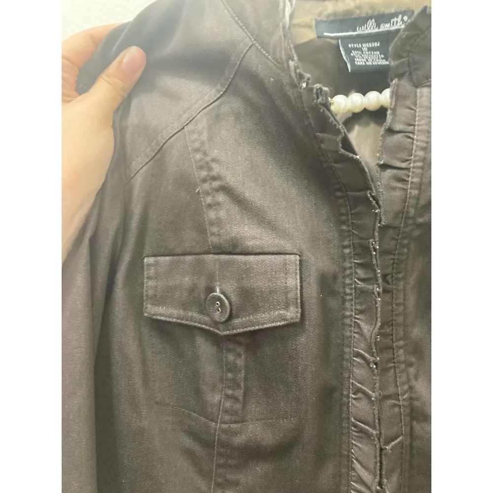 Willi Smith Brown ruffle light jacket size 10 fits medium women’s ruffled blazer - Image 11