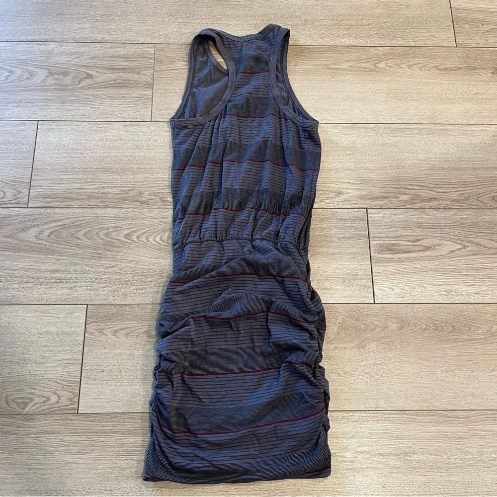Sundry Gray Navy Red Ruched Striped Sleeveless Dress Bodycon Size 0/XS - Image 3