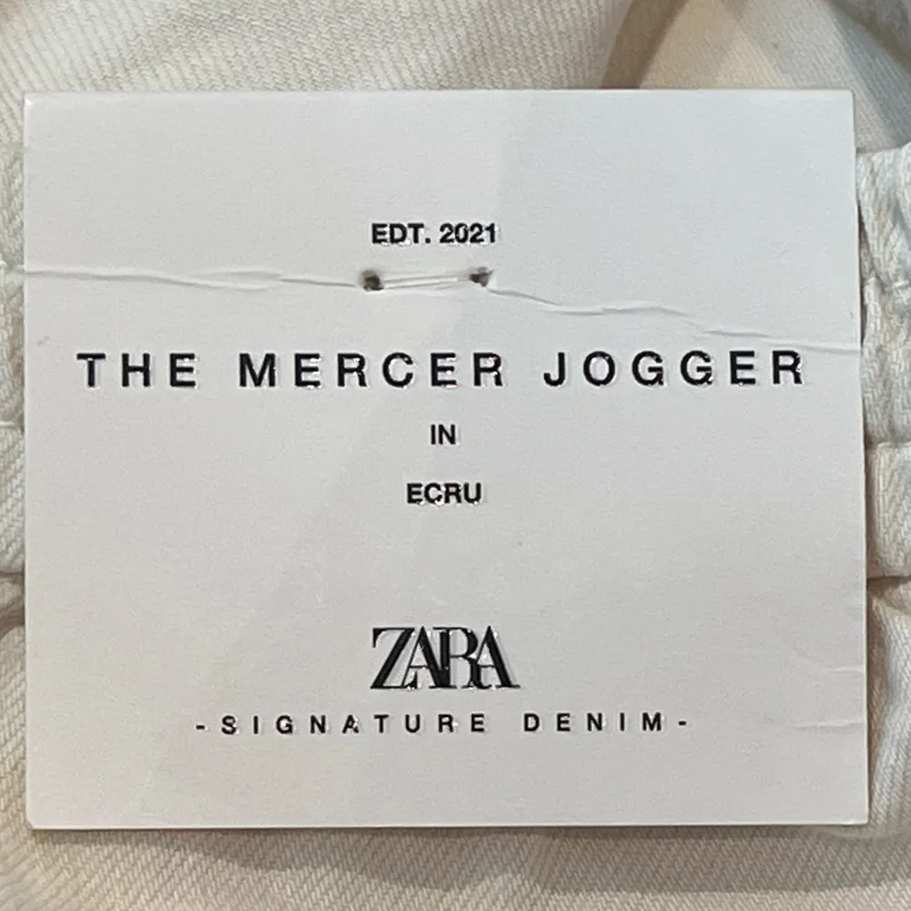 ZARA The Mercer Jogger Mid Slim Fit Cropped Leg Ecru Size L NEW - Image 7