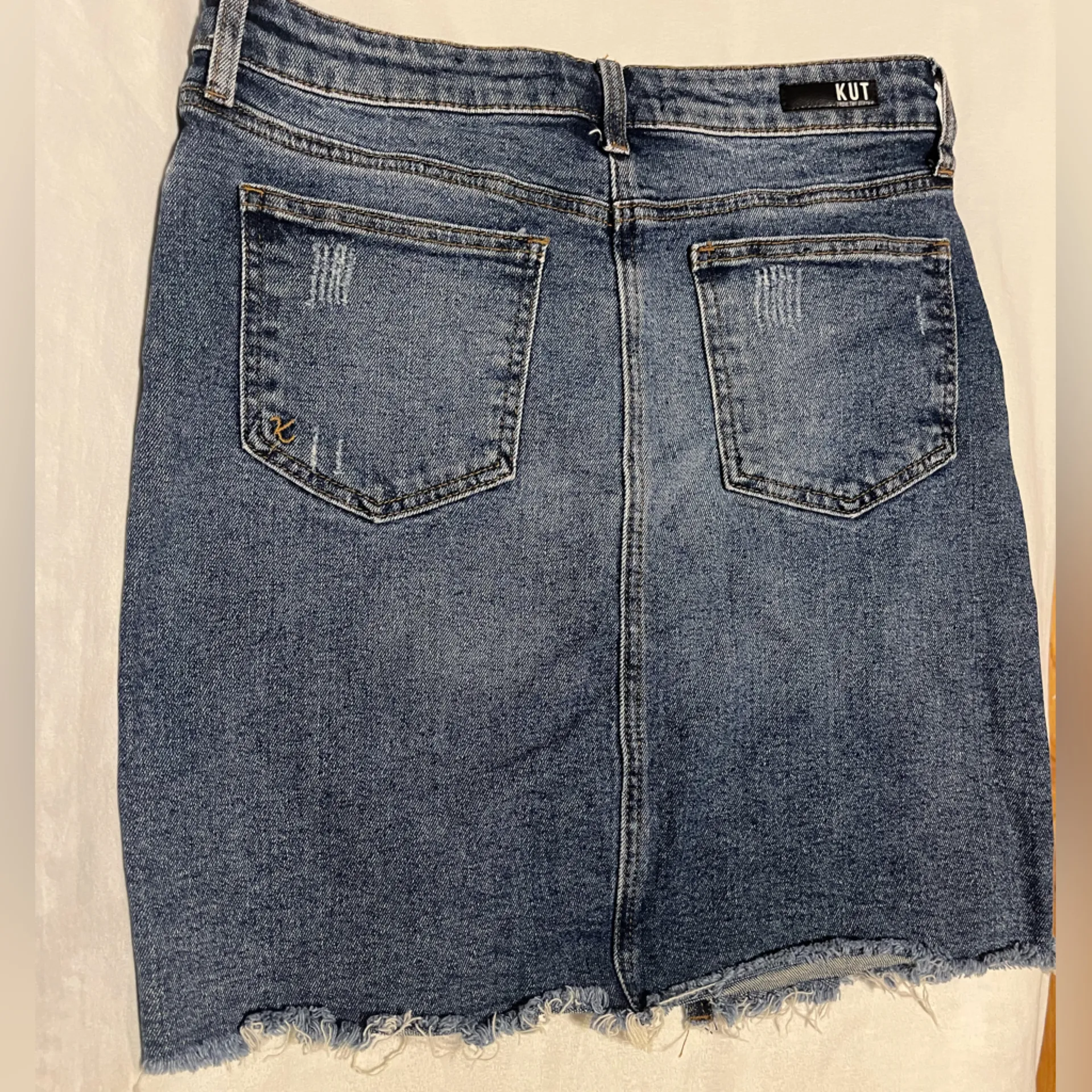 Kut from the Kloth Blue Distressed Denim Mini Skirt size 4 - Image 5