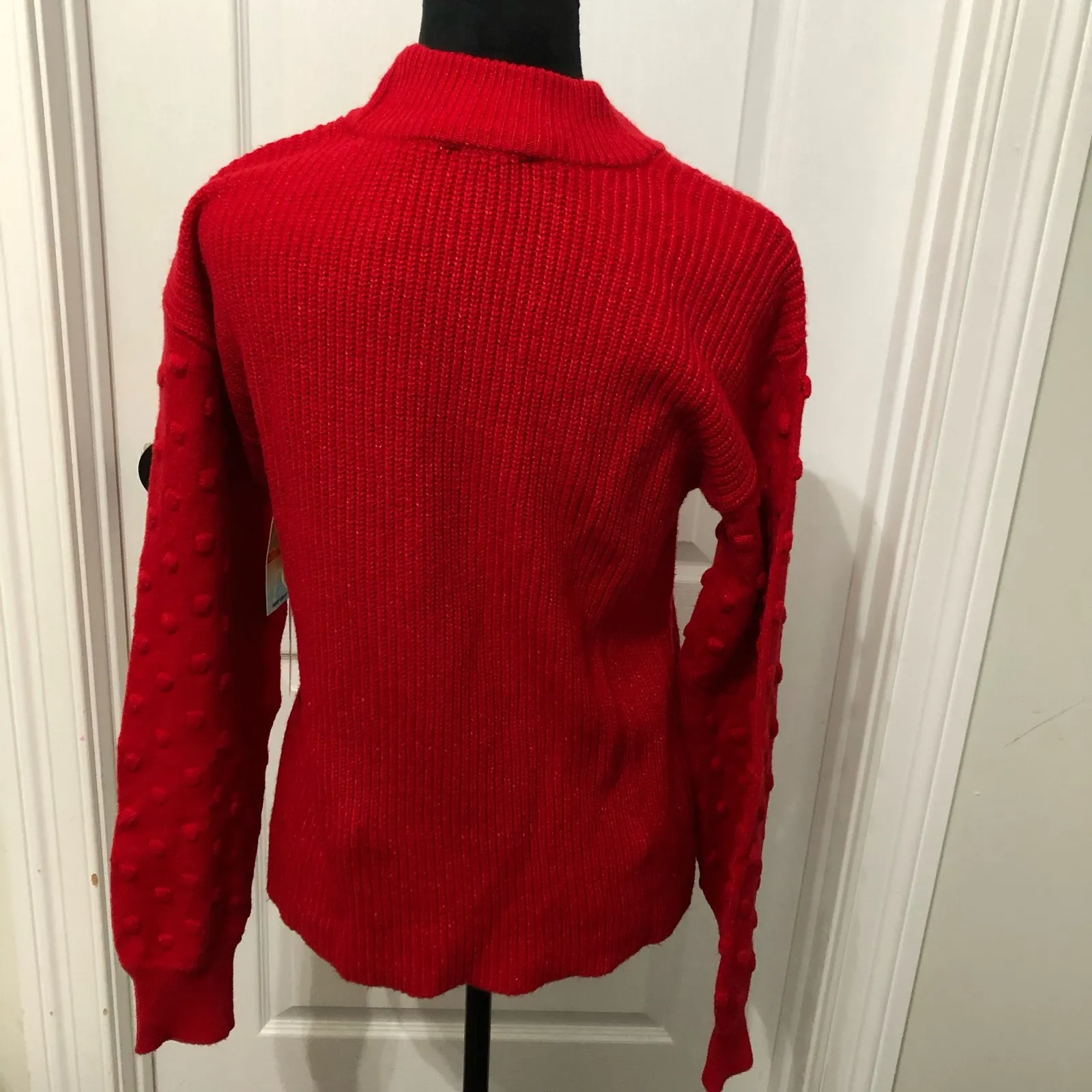 Cece Womens‎ Sweater Size Small Red Bobble Detail Ribbed Crew Neck Pullover NWT - Image 6