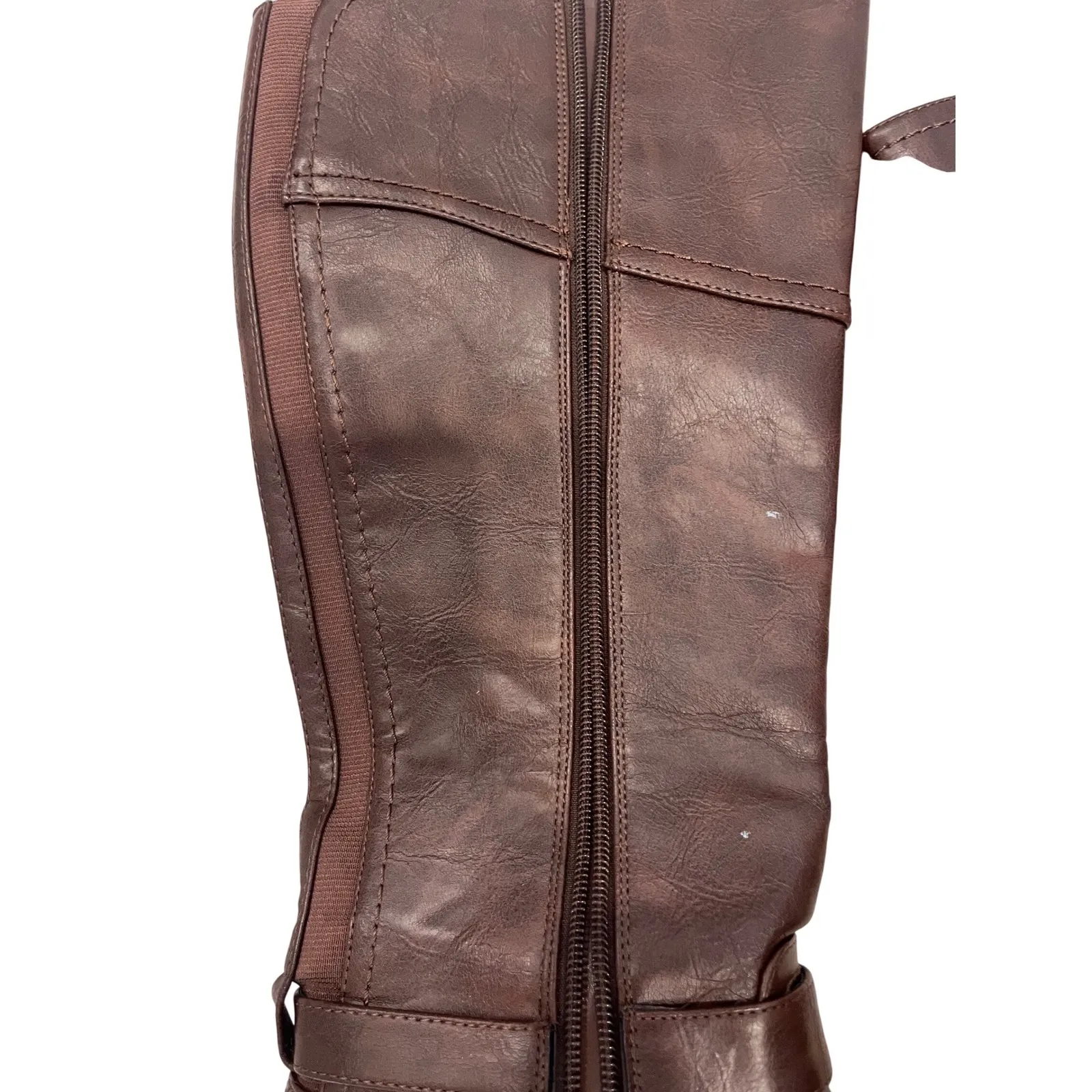 Tall Brown, ridging style gold buckle boots 7 - Image 6