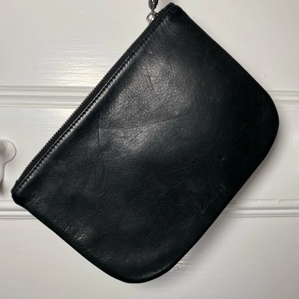 & Other Stories NEW Leather Snakeskin Small Zipper Wristlet Pouch Orange/Black - Image 5