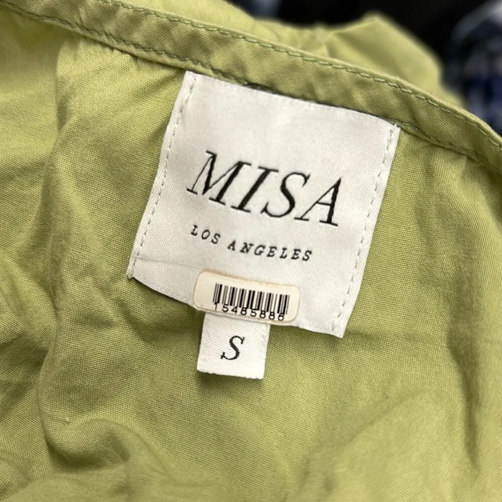 Rtr sz small 4/6 Smocked Waist MISA Los Angeles Marianna Dress green midi a-line - Image 3