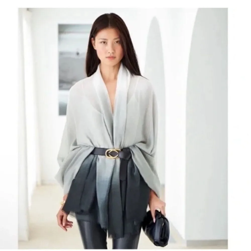 Cushnie Black/Grey Ombre Large Scarf Gray - Image 4