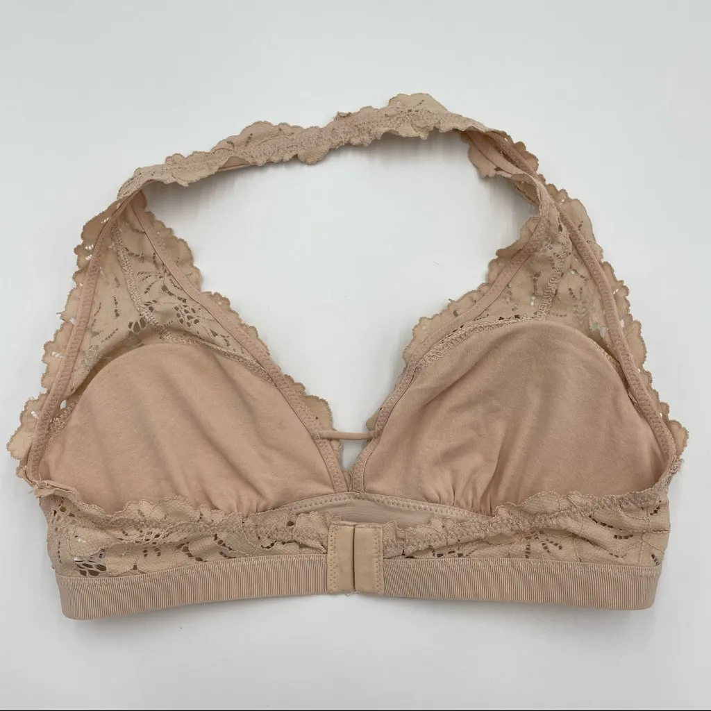 Aerie Halter Bra Floral Lace Flesh‎ Tone Padded Bralette Small - Image 5