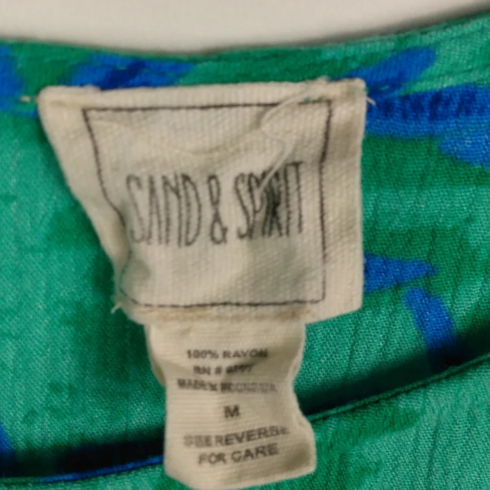 Sand Spirit M Cool Cabana Bamboo Print Maxi Dress in Lapis Turquoise Green Size M - Image 4