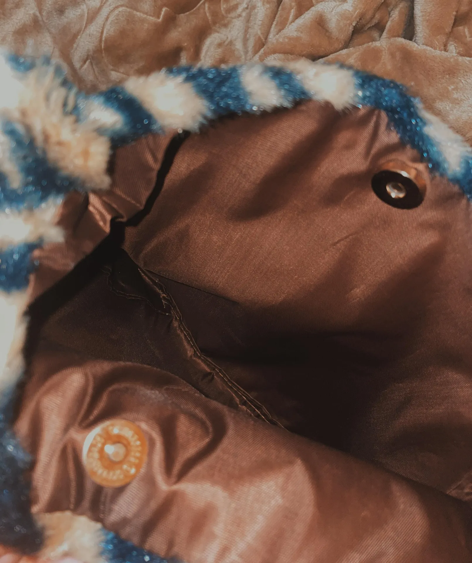 Fuzzy Tote Purse Brown - Image 3