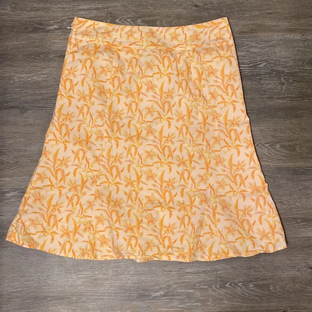 Gap Orange Floral Print Midi Fit & Flare Skirt Size 10 - Image 4