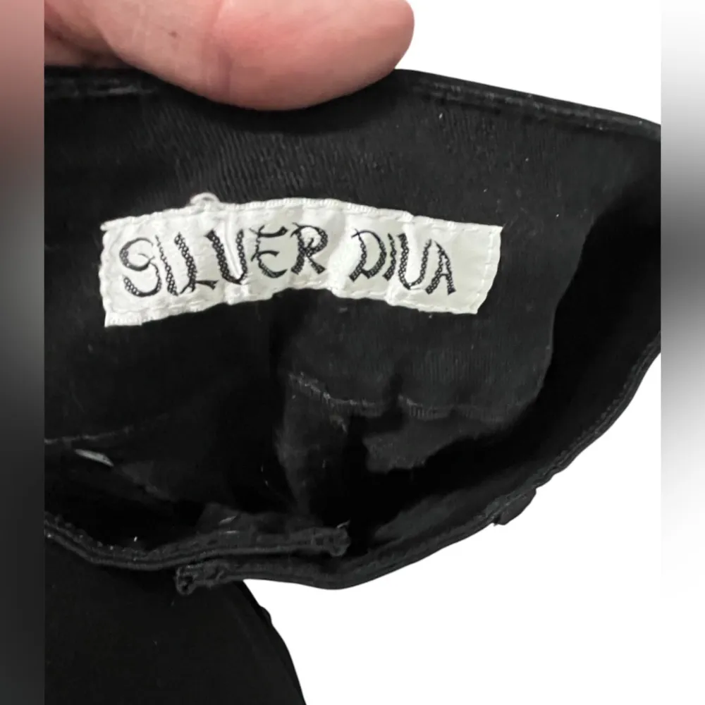 Silver Diva Juniors Women Colombian Jeans Black Cropped Butterflies Size 15 NWOT Blue - Image 6