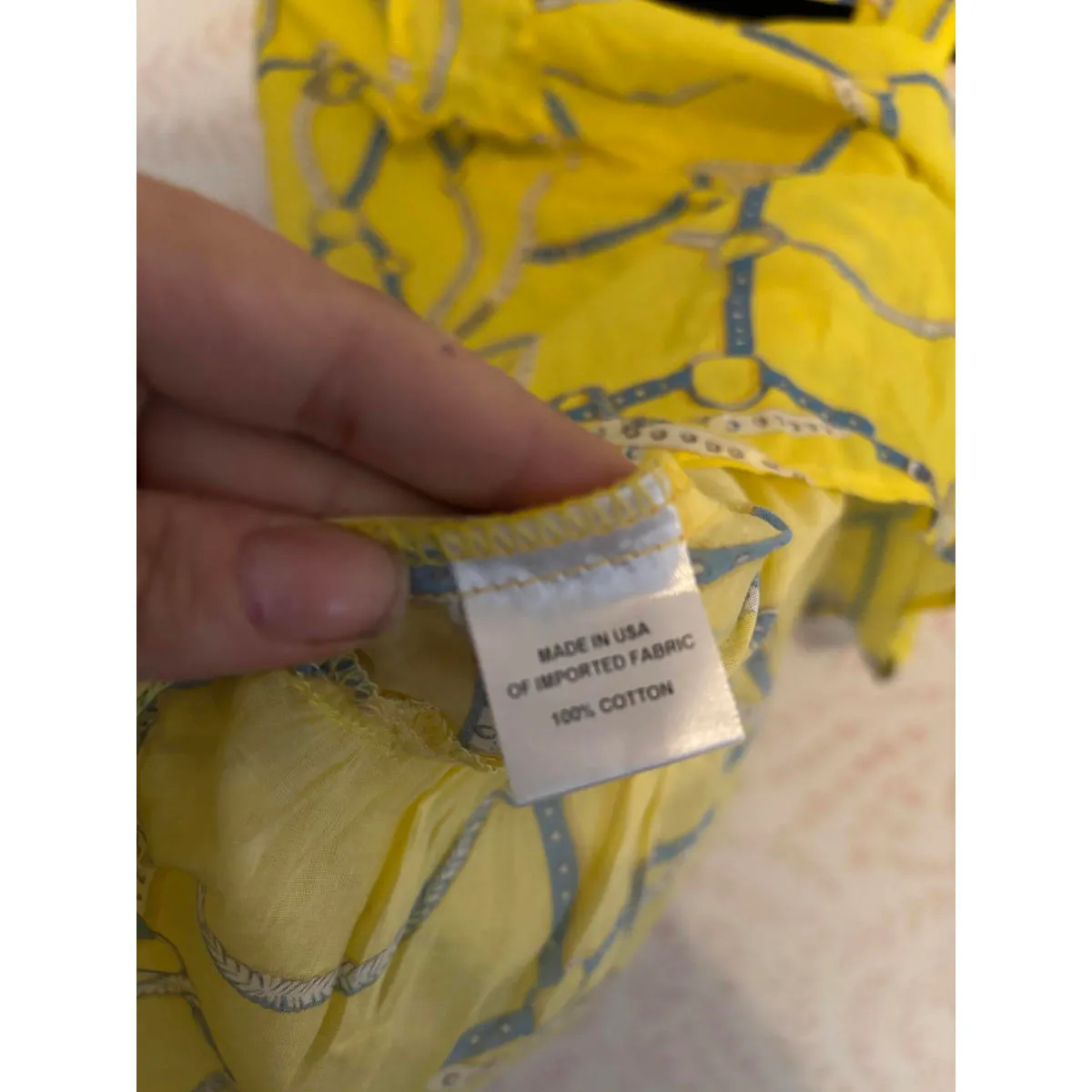 DREW Women's Yellow Sleeveless Top with Chain Print, Size XS - Image 8